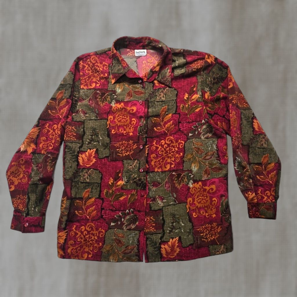 Vintage BonWorth Red Fall Button Up Shirt Long Sleeve Adult Women's Size XL Extra Large Shirt Womens XL Red BonWorth Fall Button-Up Long Sleeve Size XL / US 12-14 / IT 48-50 - 1 Thumbnail