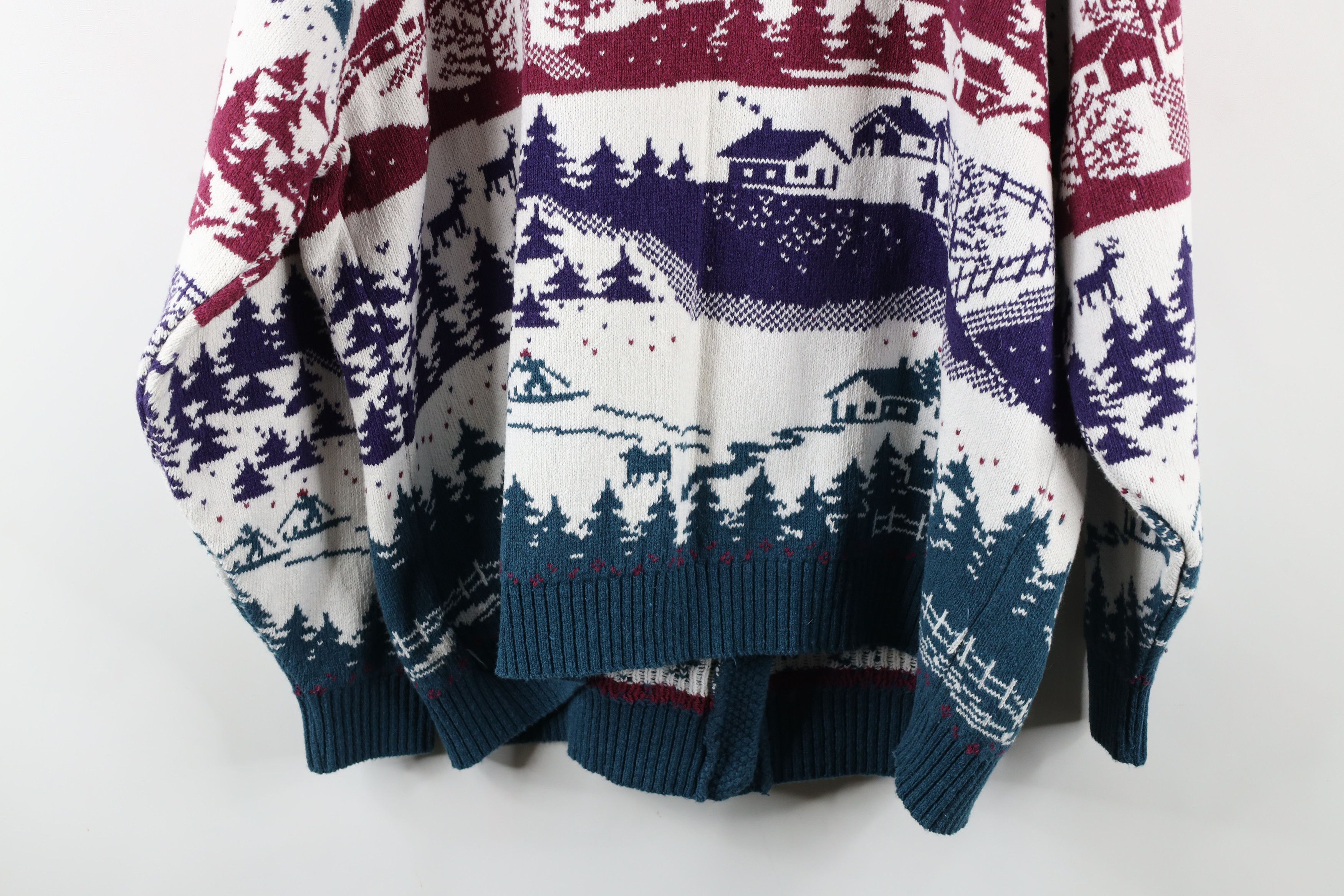 Vintage Vintage 90s Streetwear All Over Print Knit Cardigan Sweater Size XL / US 12-14 / IT 48-50 - 10 Thumbnail