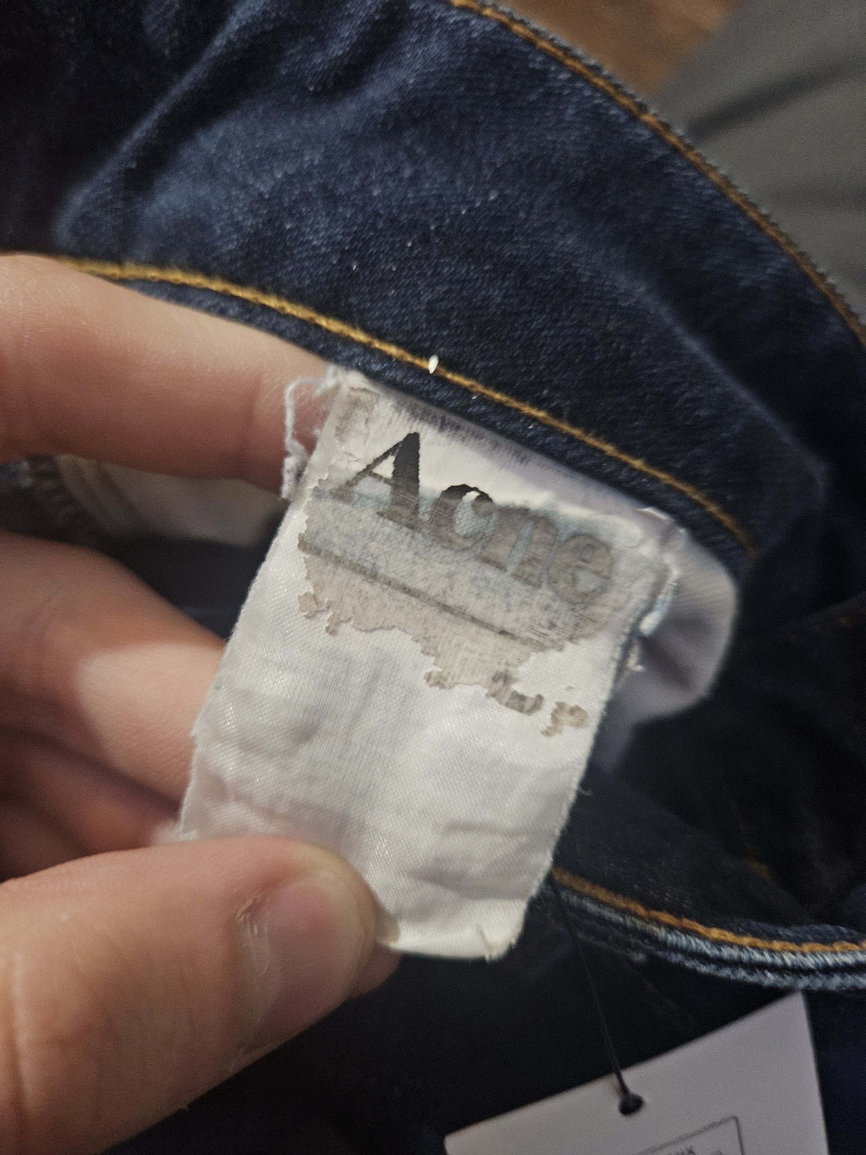 Acne Studios Dark Blue Leather Patch Vintage High Rise Denim Jeans Size 26" / US 2 / IT 38 - 8 Thumbnail
