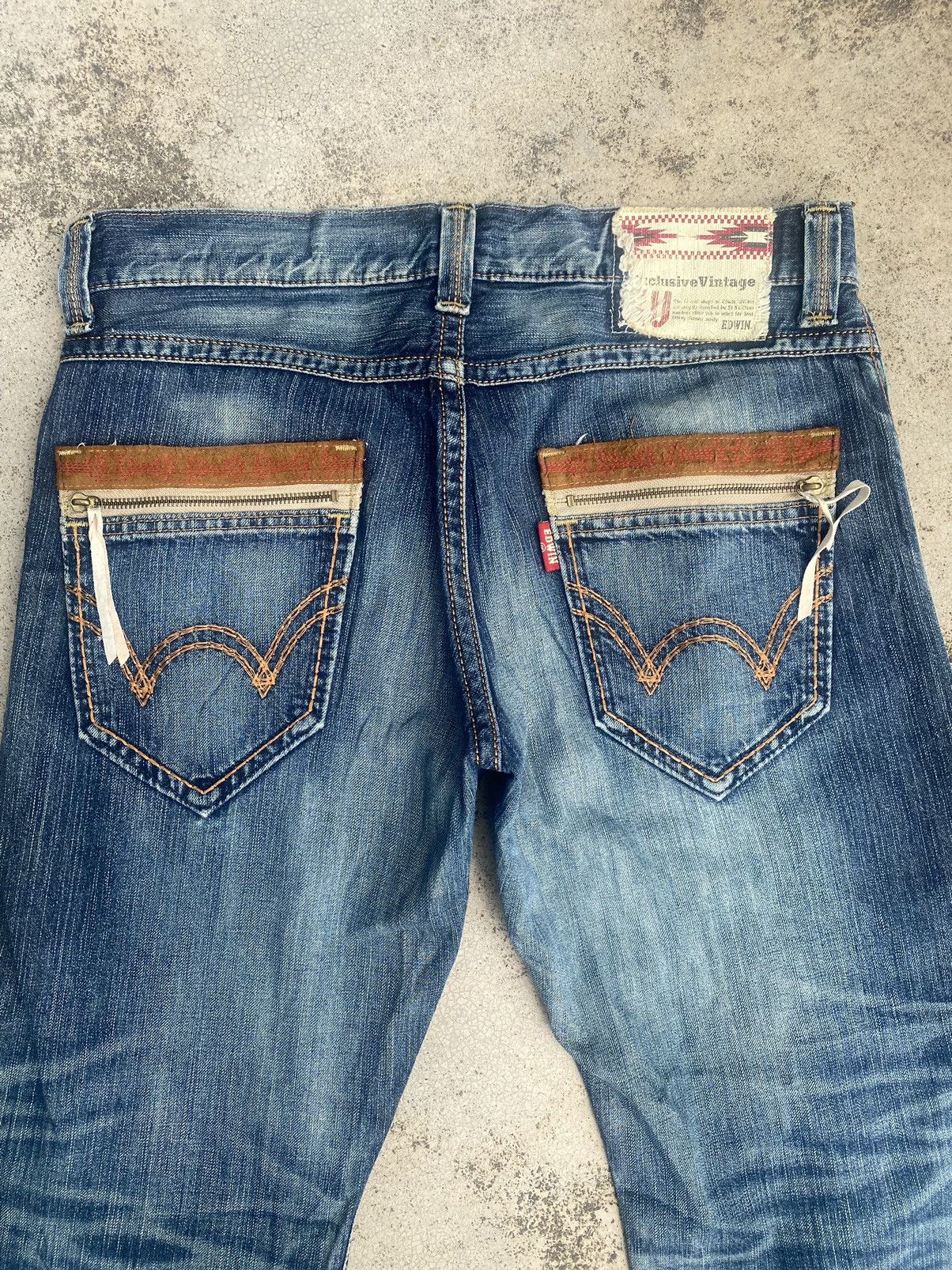 Edwin × Japanese Brand × Vintage Vintage y2k Edwin Faded Loose Denim Jeans Size US 36 / EU 52 - 20 Thumbnail