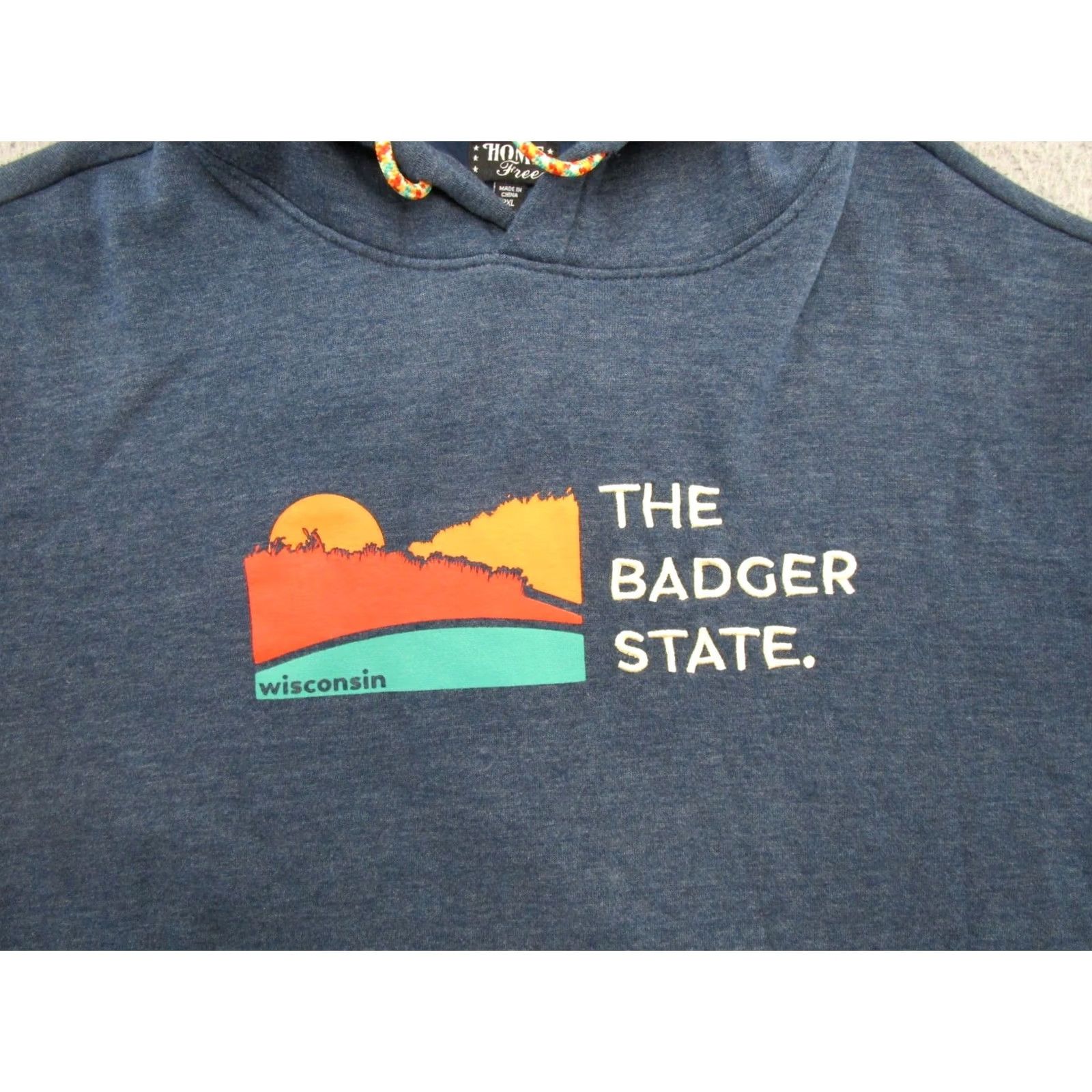 Vintage Home Free Wisconsin The Badger State Embroidered Hoodie Sweatshirt Size 2XL Blue Men Hooded Pullover Sports All Seasons Size US XXL / EU 58 / 5 - 2 Thumbnail