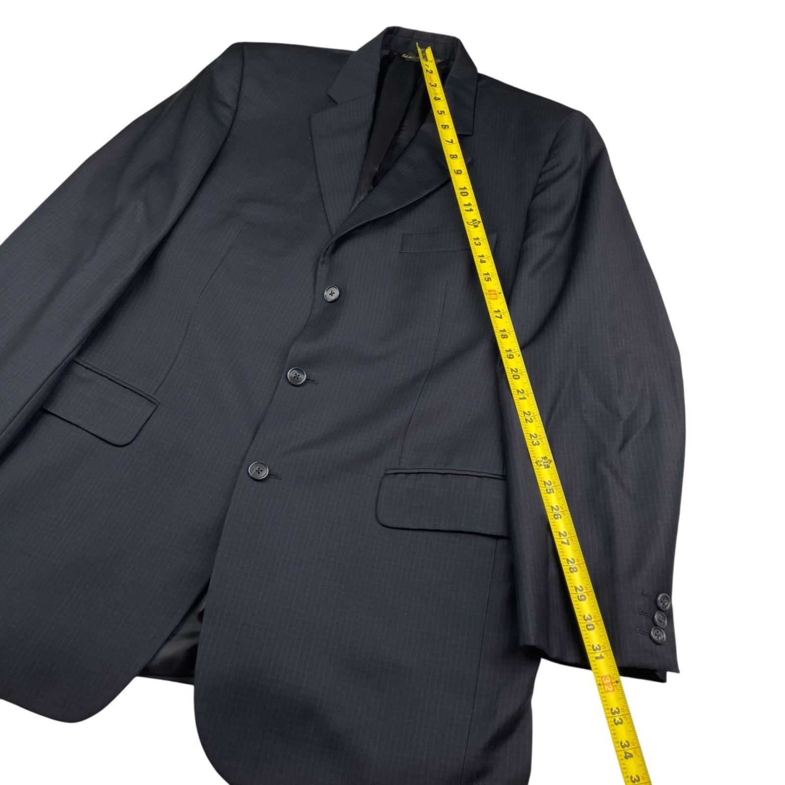 Jack Victor Jack Victor Men’s 100% Wool 3-Button Suit Navy Blue Check • Size 42L - 10 Thumbnail