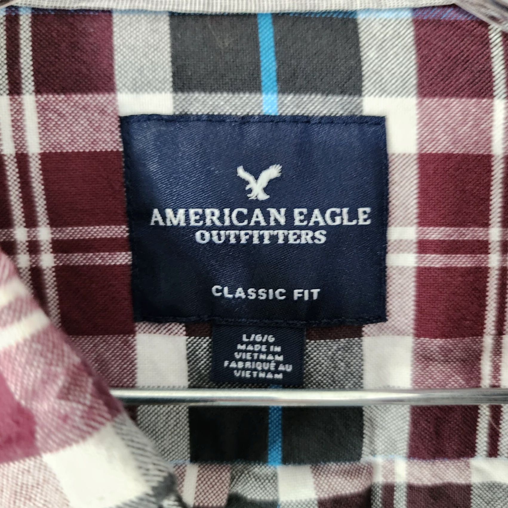 American Eagle Outfitters AMERICAN EAGLE VINTAGE Plaid Flannel Button-Up Shirt Mens Size L Purple Blue Long Sleeve Size US L / EU 52-54 / 3 - 4 Thumbnail