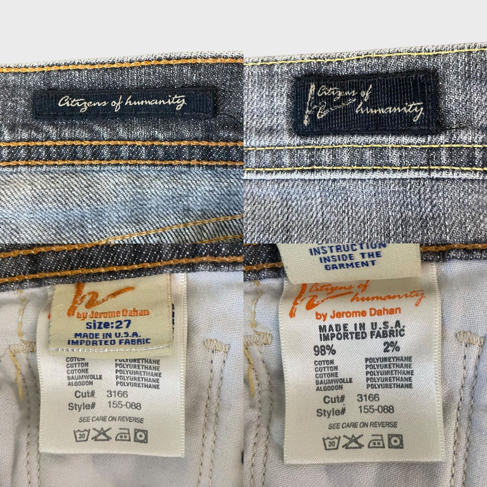 Citizens Of Humanity VINTAGE Citizens Of Humanity Venetian Slim-Straight Denim Jeans Gray Low-Rise Womens 27 Size 27" / US 4 / IT 40 - 8 Thumbnail