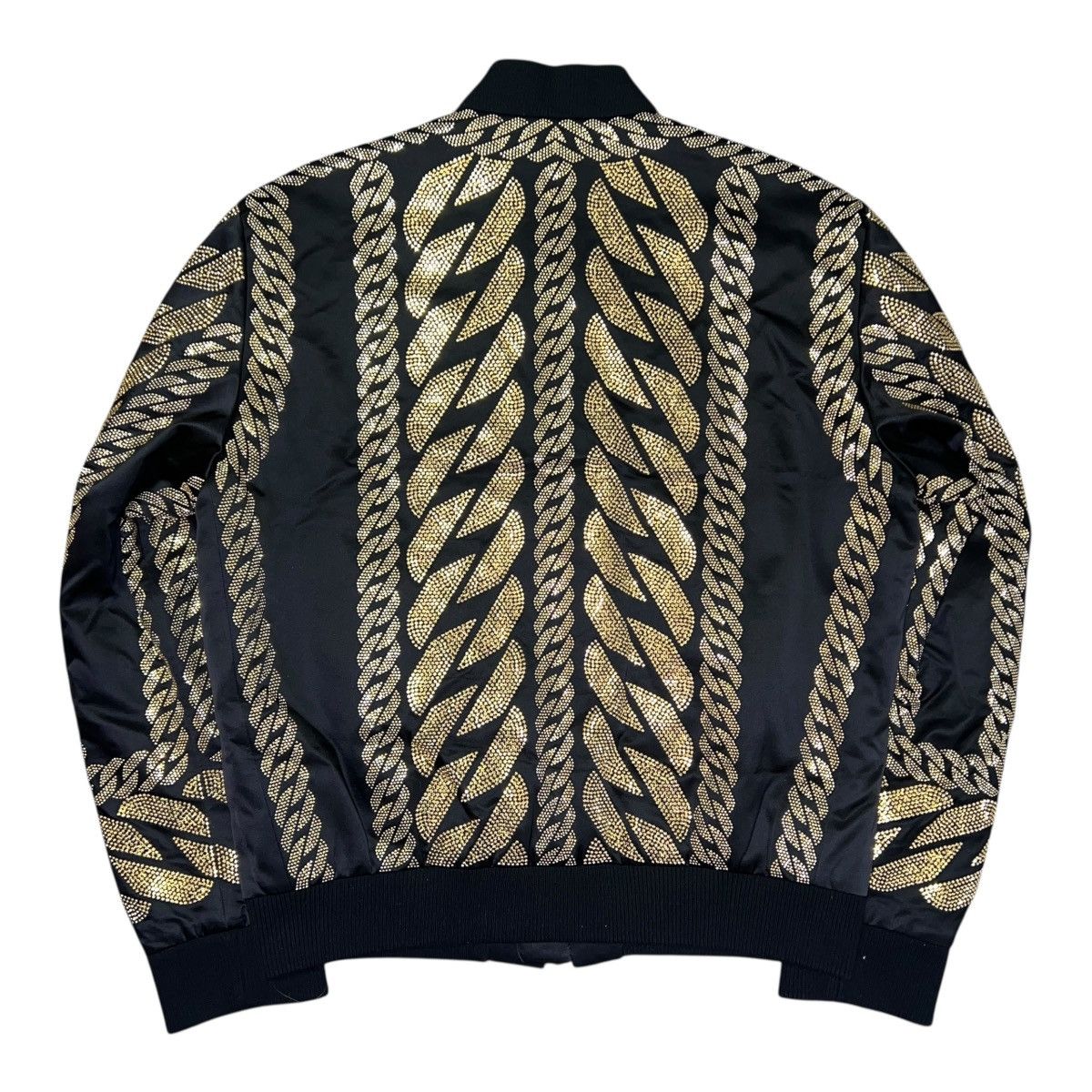Balmain BALMAIN PARIS Gold Studded-Chain Satin Bomber Jacket Size US M / EU 48-50 / 2 - 14 Thumbnail