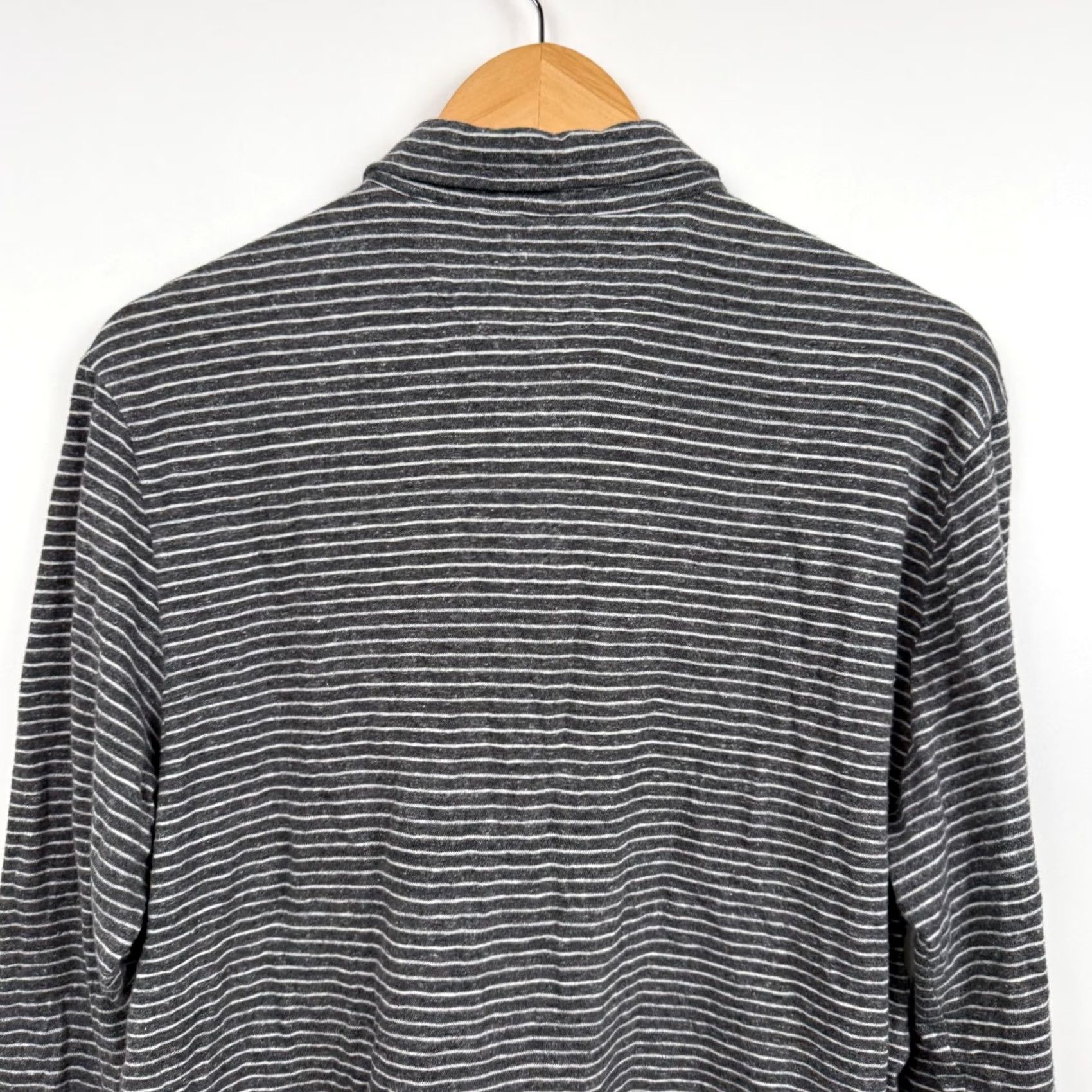 Faherty Faherty Shirt Polo Long Sleeve Striped Gray Organic Cotton Mens Medium Size US M / EU 48-50 / 2 - 7 Thumbnail
