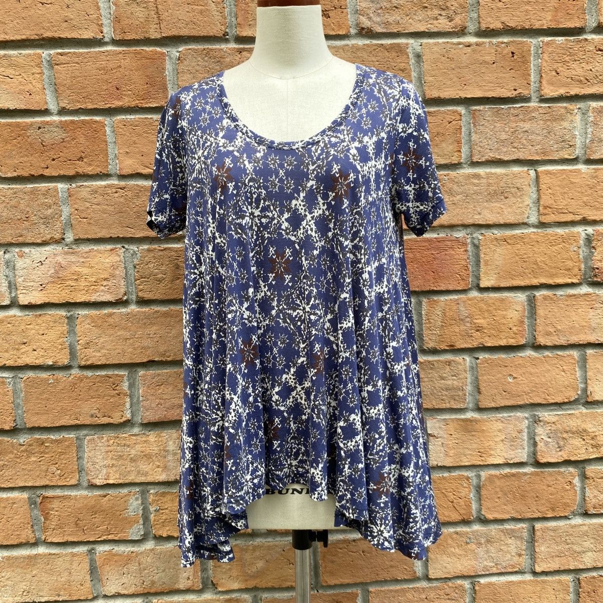 Zucca Zucca Blue Short Sleeve Printed Flare Tunic Top Size M / US 6-8 / IT 42-44 - 11 Thumbnail