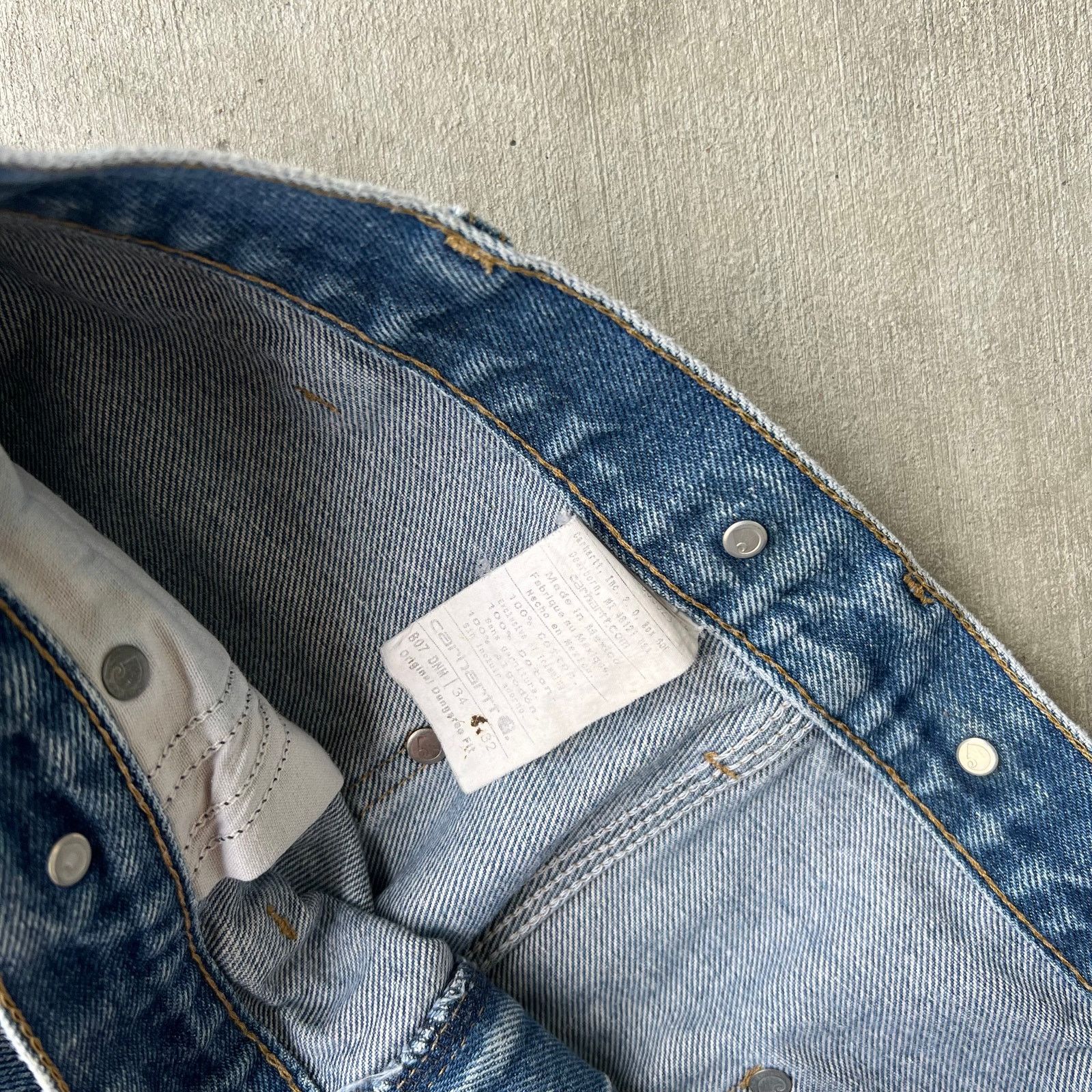 Carhartt × Vintage Carhartt denim fade blue B07 DNM double knee work wear pants Size US 34 / EU 50 - 7 Thumbnail