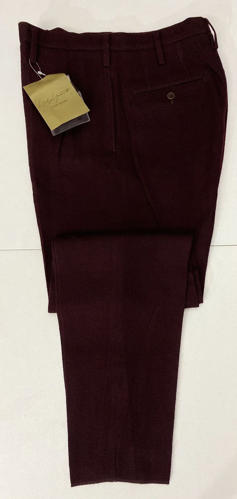 Yohji Yamamoto Yohji Yamamoto 🇯🇵 Dark Wine Crepe Wool Knit Trousers 34 NEW Size US 34 / EU 50 - 7 Thumbnail