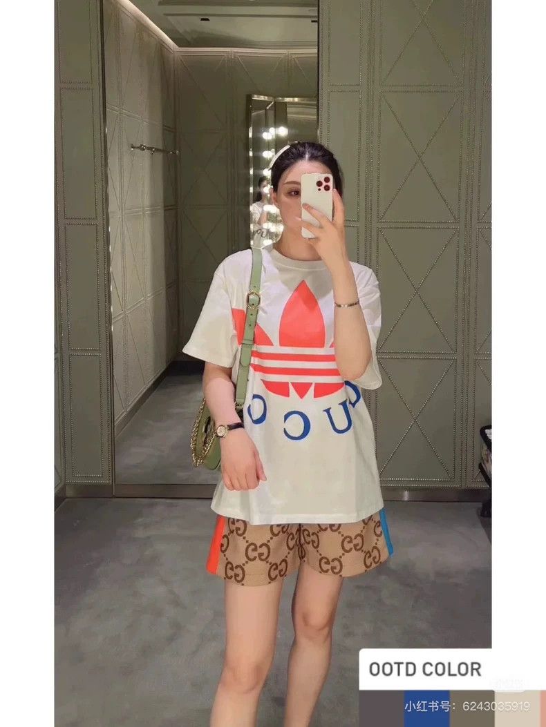Gucci GucciAdi co-branded letter logo clover short-sleeved T-shir Size M / US 6-8 / IT 42-44 - 3 Thumbnail