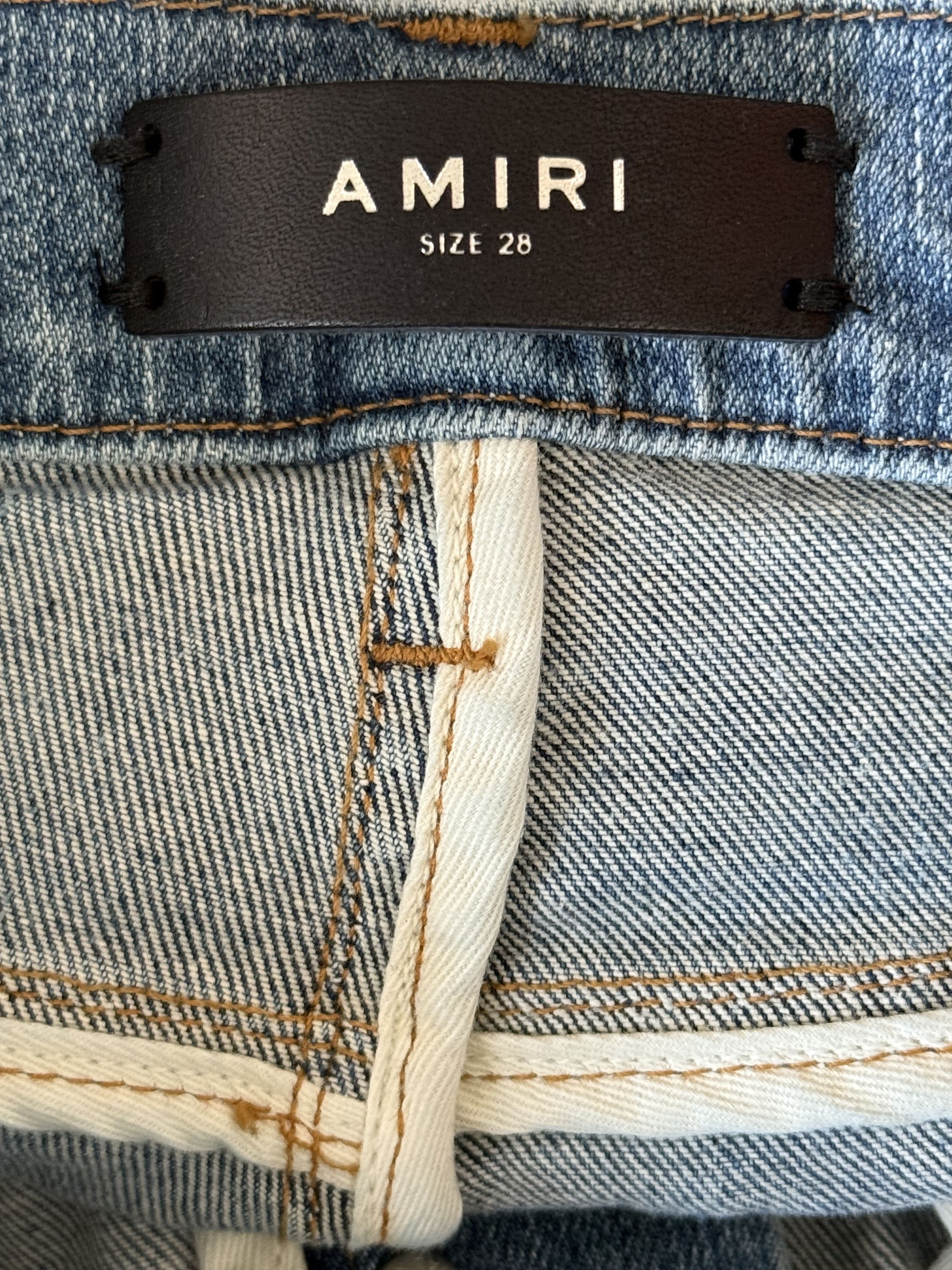 Amiri Amiri Stone Indigo & Black Suede Patch MX1 Jeans Size US 27 - 3 Thumbnail