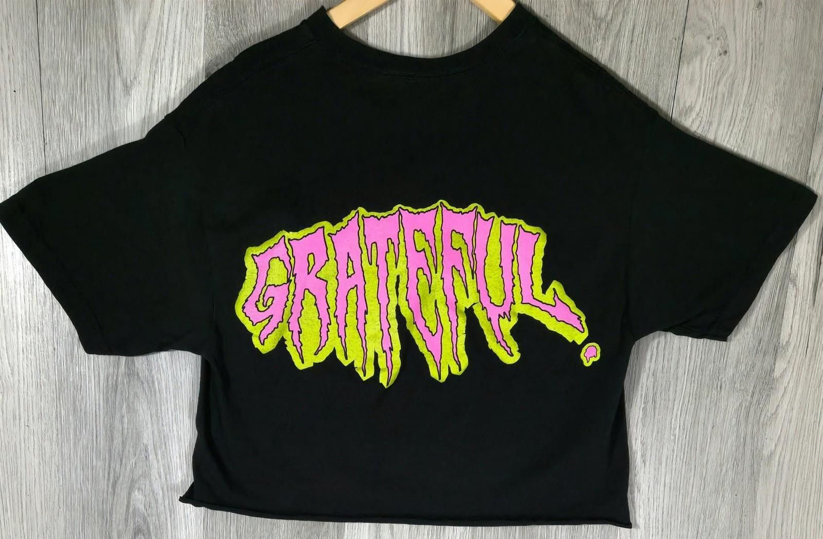Grateful Dead “GRATEFUL” Neon Pink & Yellow Graphic Crop Top –Women’s #7 Size S / US 4 / IT 40 - 1 Thumbnail