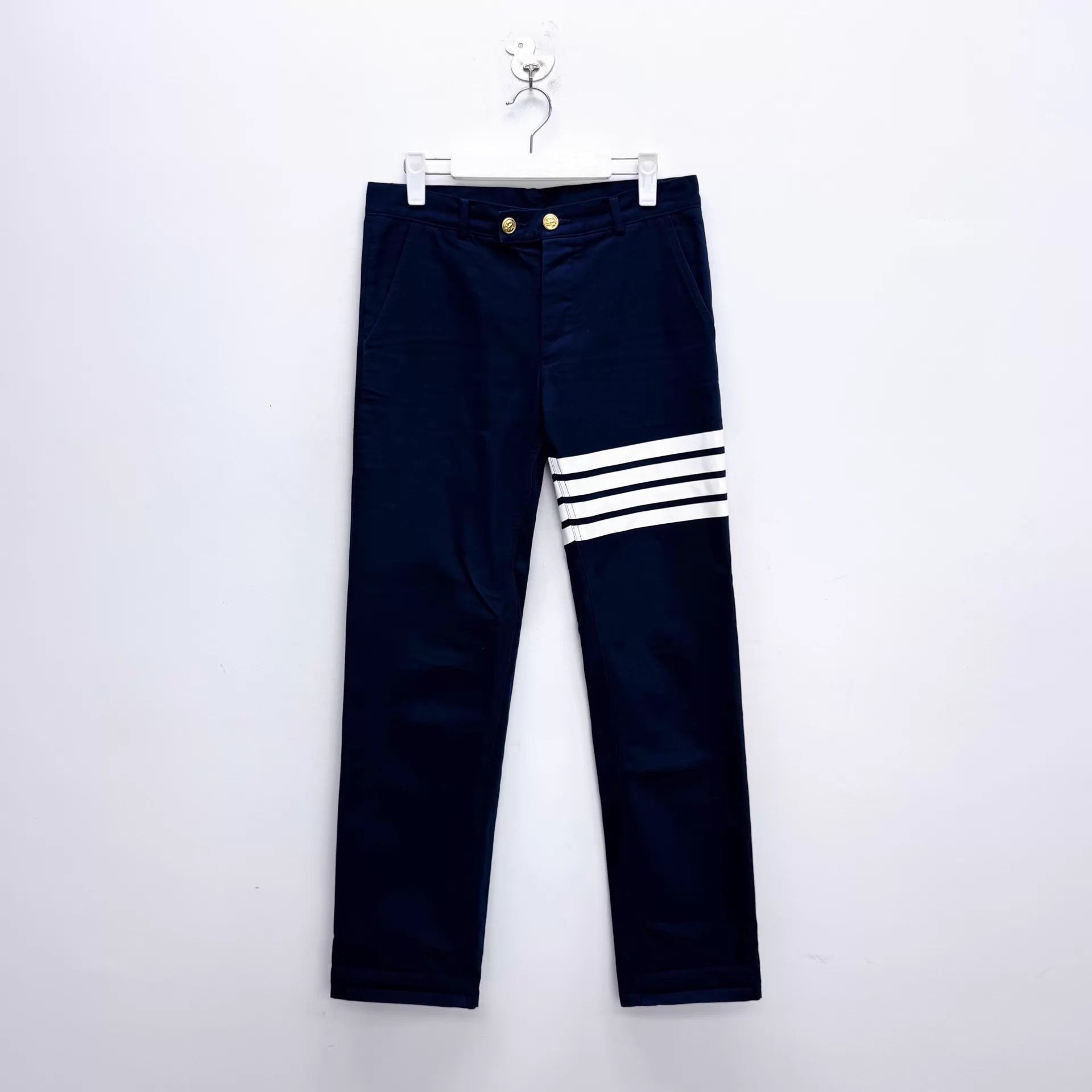 Thom Browne Thom Browne Navy 4-Stripe Pants Size 1 Anchor Gold Buttons Size US 29 - 1 Thumbnail