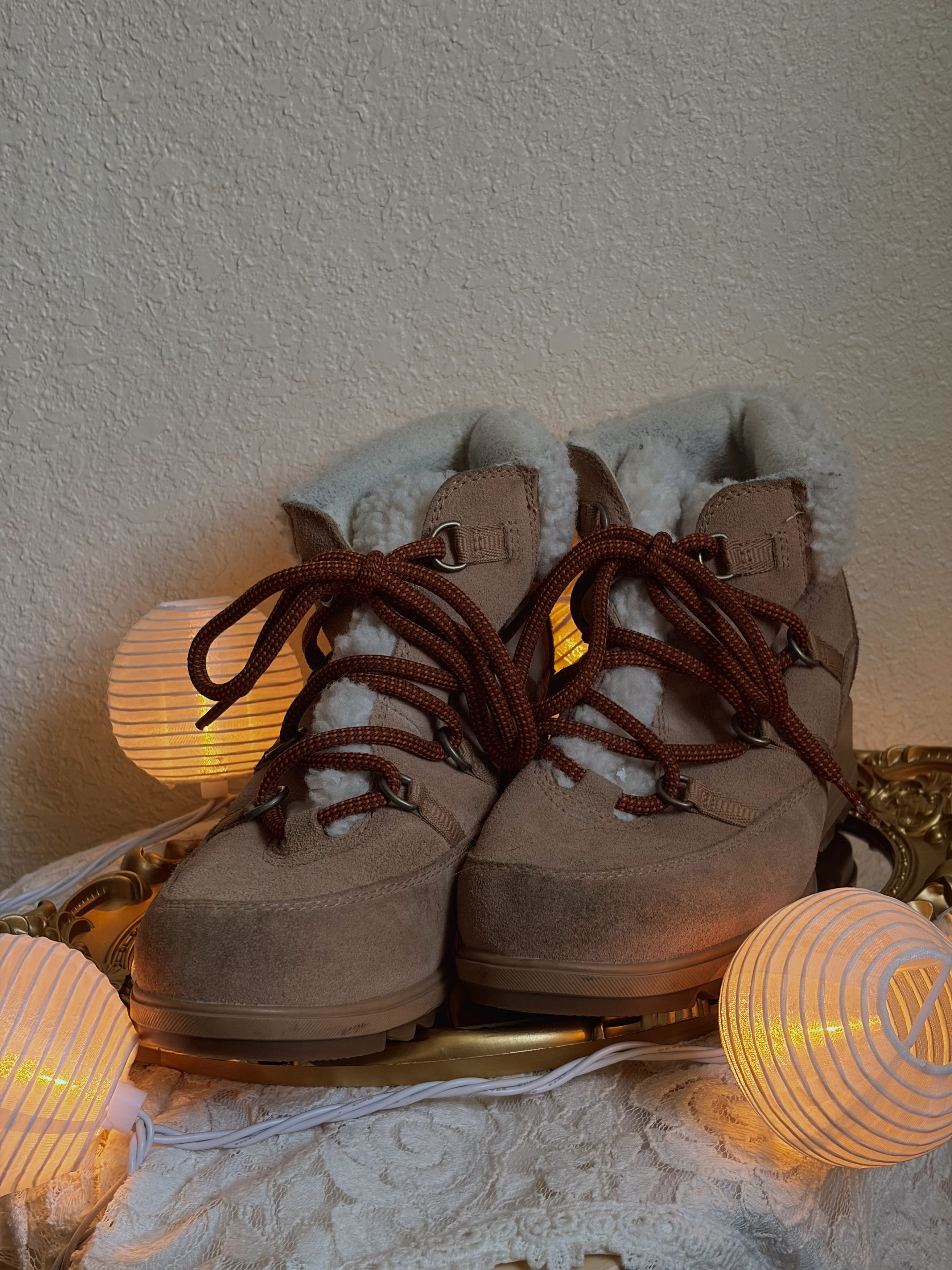 SOREL Sorel Evie Cozy Lace Bootie Tawny Buff Wood Size US 9 / IT 39 - 1 Thumbnail