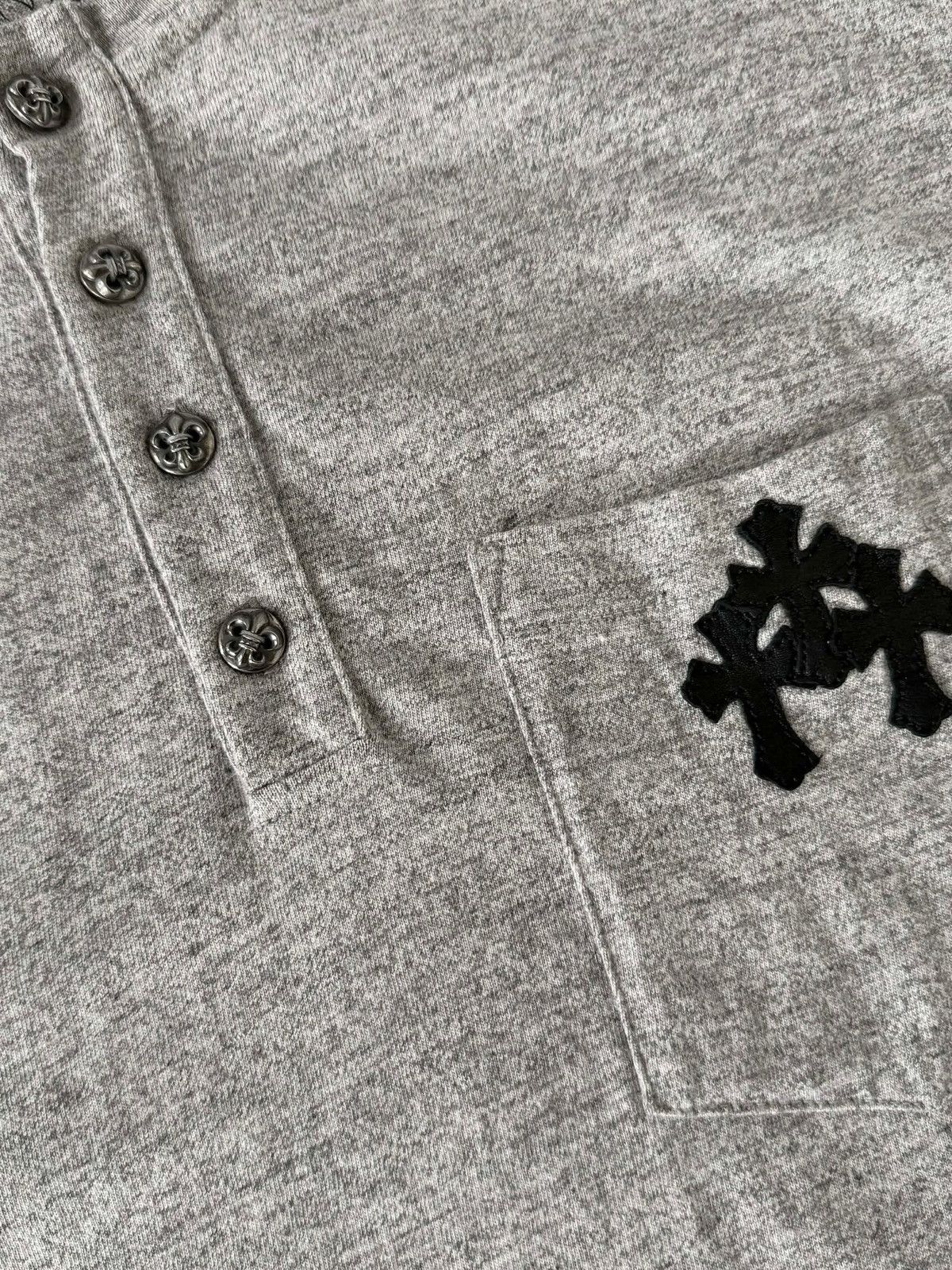 Chrome Hearts Chrome Hearts Gray BS Fleur Button Henley Neck Short Sleeve Size US L / EU 52-54 / 3 - 5 Thumbnail