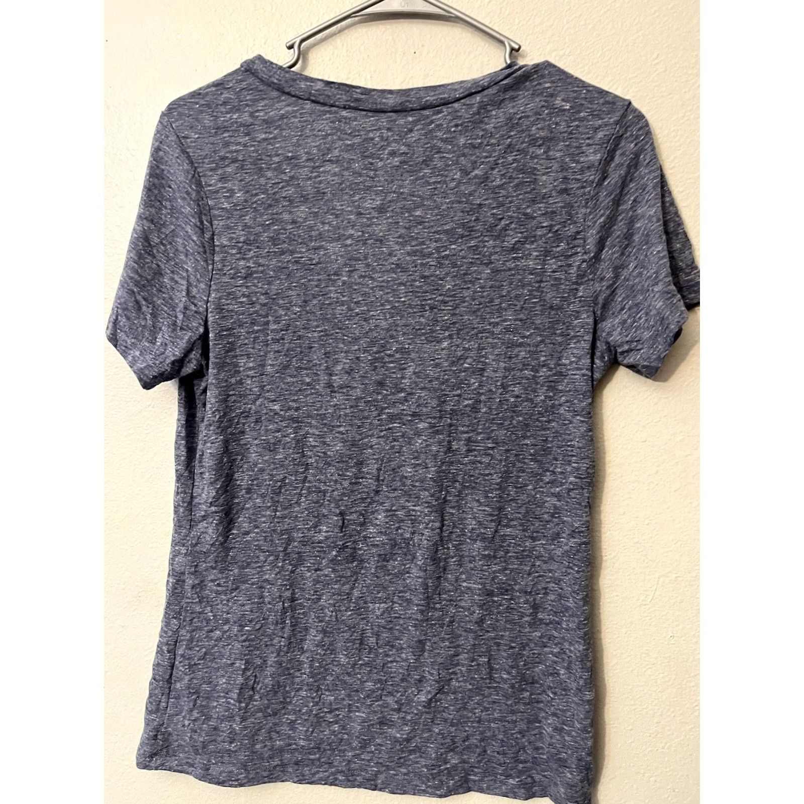 Old Navy Old Navy Shirt Womens Solid Blue Cotton V-Neck Short Sleeve Medium Size M / US 6-8 / IT 42-44 - 3 Thumbnail