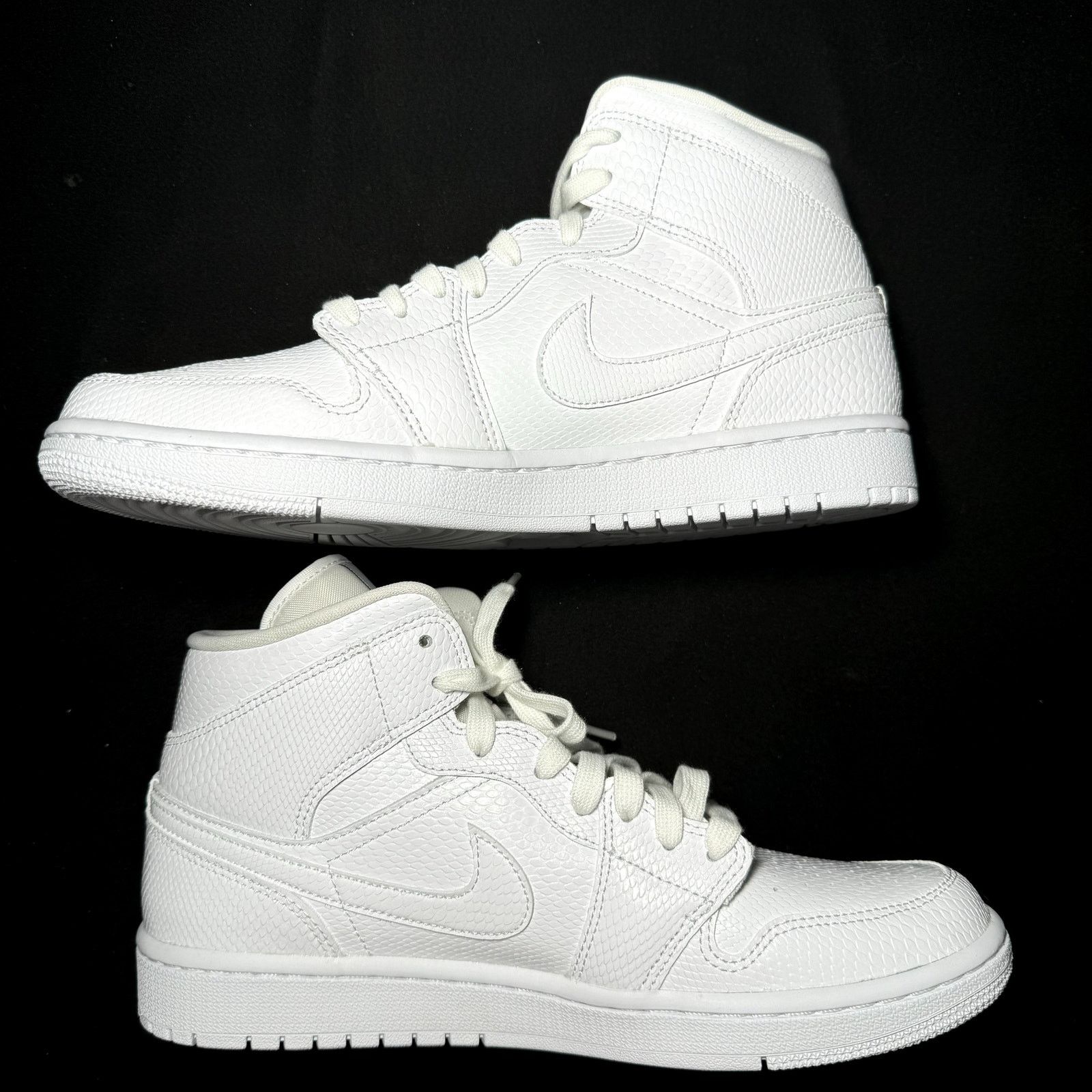 Jordan Brand × Nike Size 10 - Nike Air Jordan 1 Mid White Snakeskin 2020 Size US 10 / IT 40 - 2 Thumbnail