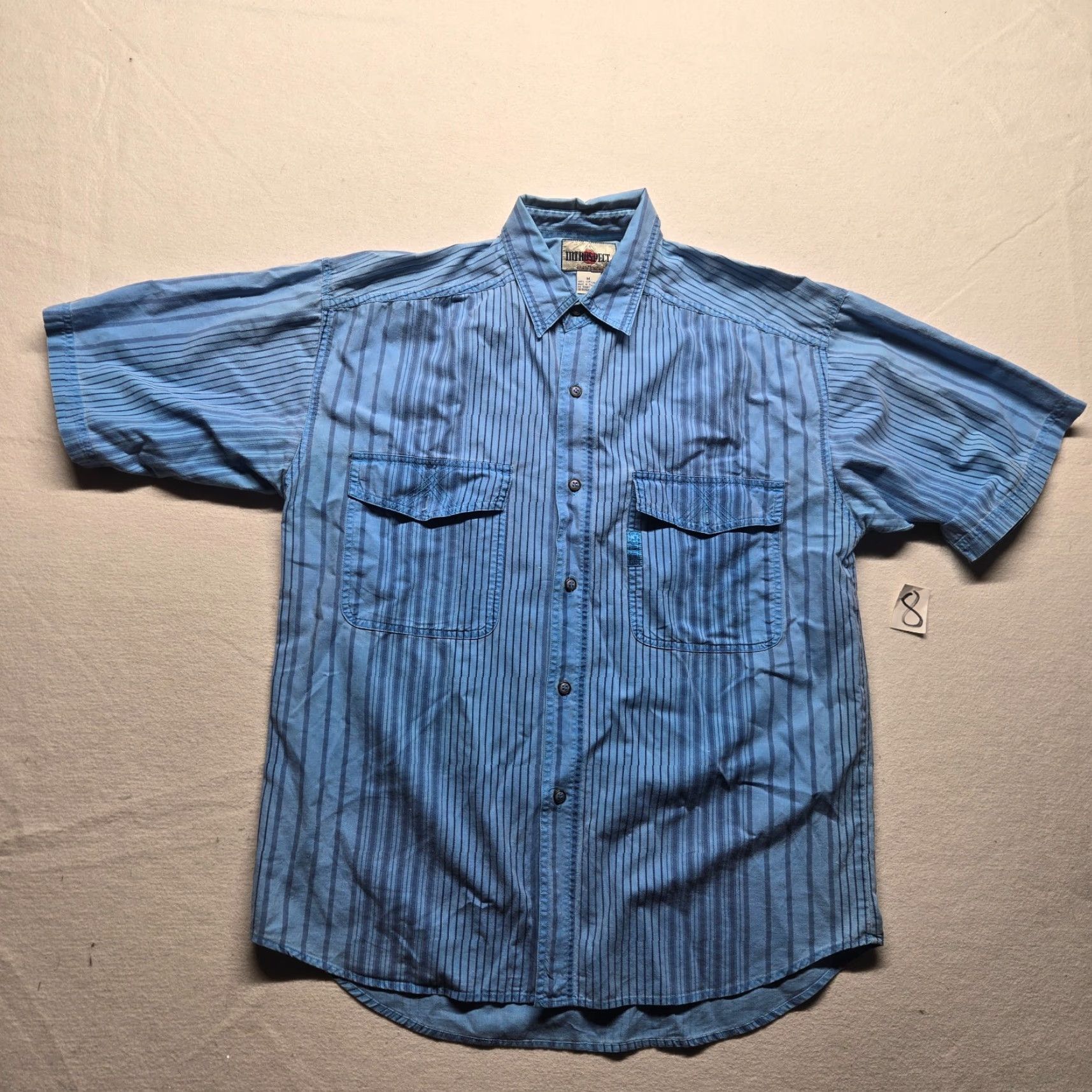 Vintage Mr. Respect Shirt Button-Up Casual Cotton Blue Short Sleeve Men M Medium Size US M / EU 48-50 / 2 - 2 Thumbnail
