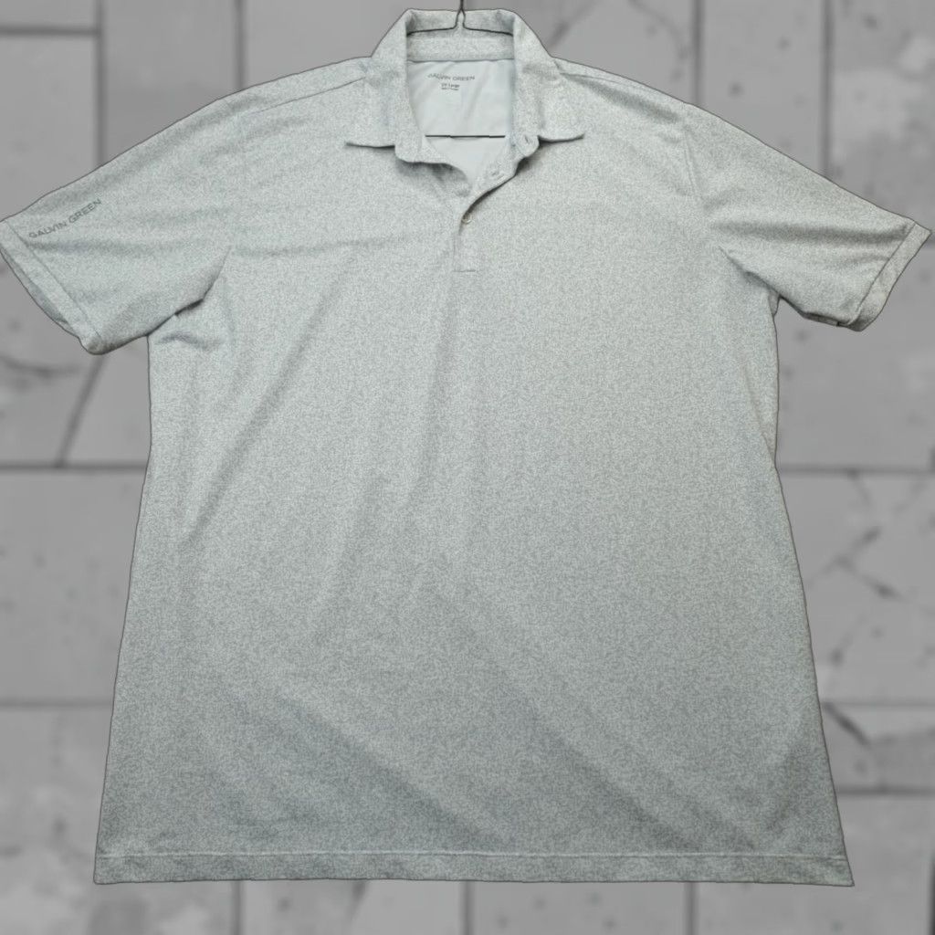 Galvin Green Galvin Green Polo Shirt 2X Gray Pixelated All Over Print Geometric Short Sleeve Collared Pullover Logo Embroidered Men Big & Tall Golf Sports Theme Size US XXL / EU 58 / 5 - 1 Thumbnail