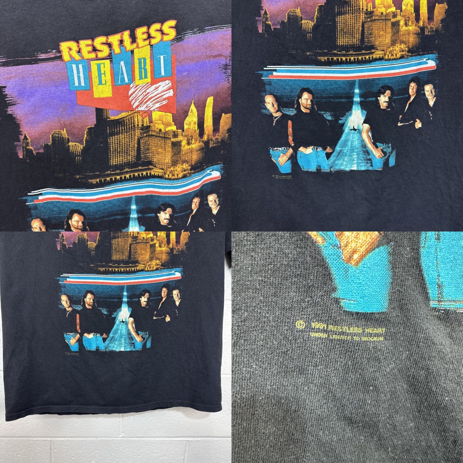 Vintage VINTAGE Brockum T-Shirt Band Restless Heart 1991 XL Black Short Sleeve Crew Neck Men Fans 90s 80s Tour Tee Portrait Graphic Print Easy Care Preshrunk Size US XL / EU 56 / 4 - 8 Thumbnail