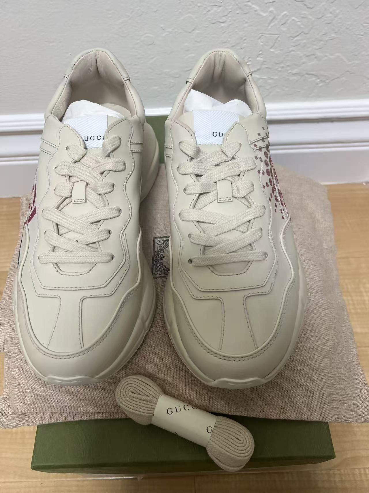 Gucci Rhyton Glitter-Logo Chunky Sneaker Love Parade Off-White Size US 9.5 / IT 39.5 - 7 Thumbnail