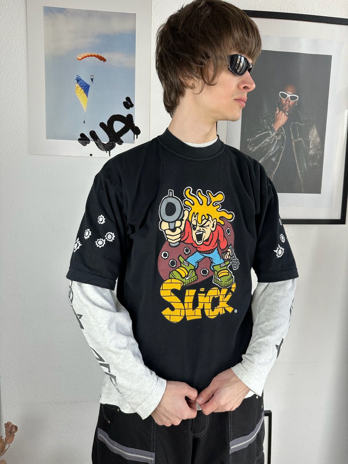 Stussy × Vintage Vintage graffiti skate graphic tee mad bad stussy style Size US L / EU 52-54 / 3 - 5 Thumbnail