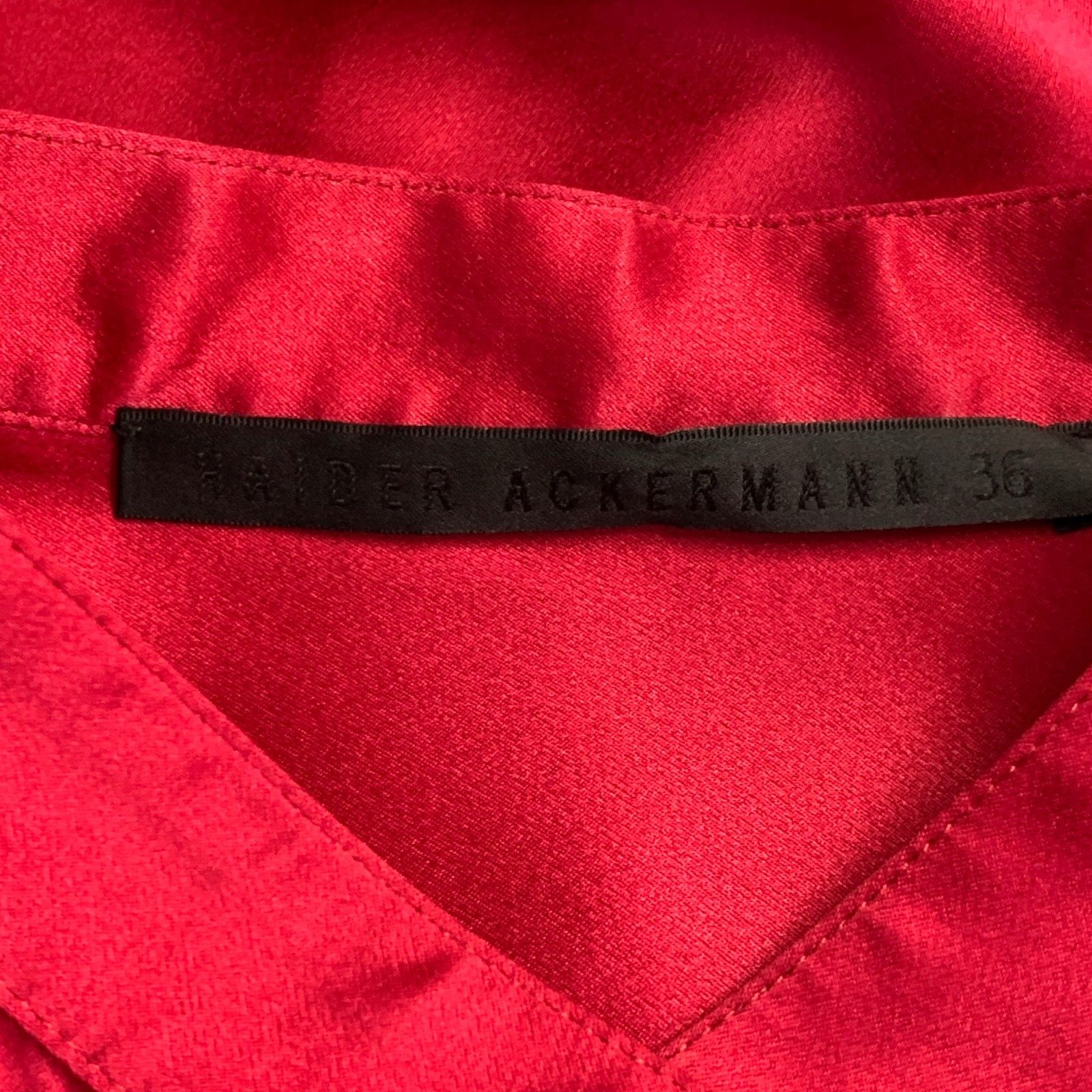 Haider Ackermann Size S Red Silk Satin Nehru Collar Hidden Buttons Shirt Size S / US 4 / IT 40 - 3 Thumbnail
