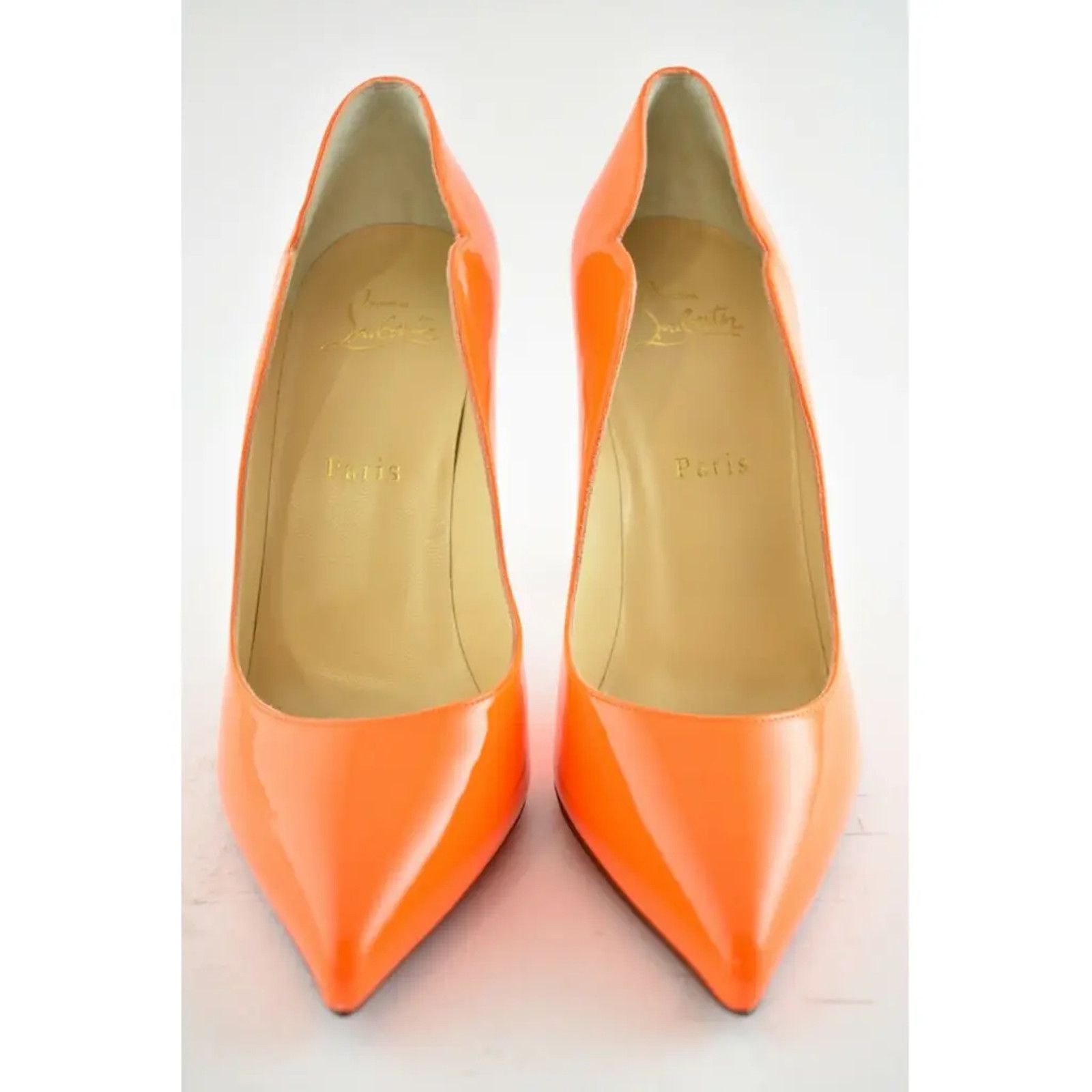 Christian Louboutin Hot Chick 100 Patent Fluo Fizz Orange Neon Heel Pump 36 Size US 6 / IT 36 - 5 Thumbnail