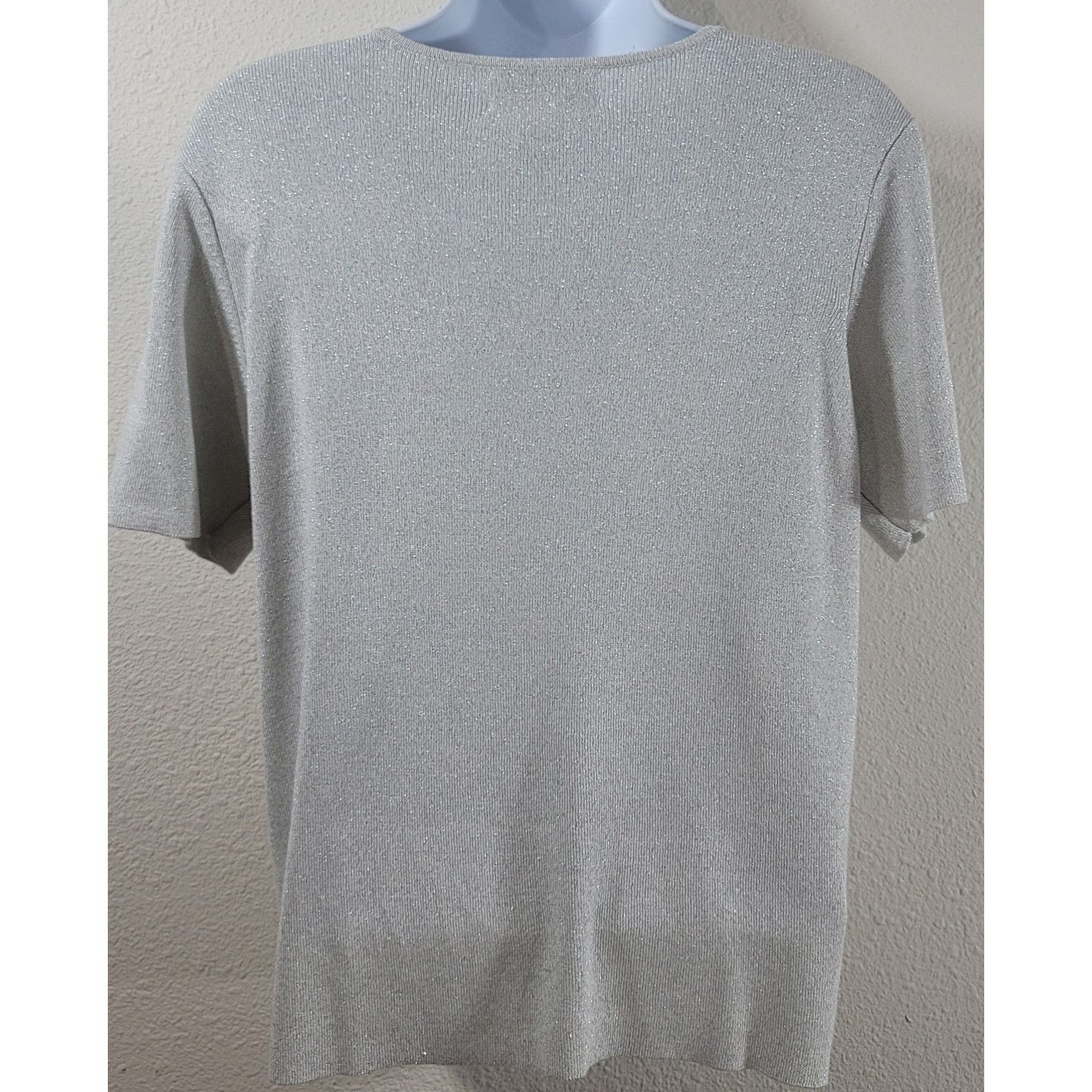 Other Draper's & Damon's White Silver Metallic Top PL NWT Size L / US 10 / IT 46 - 2 Thumbnail