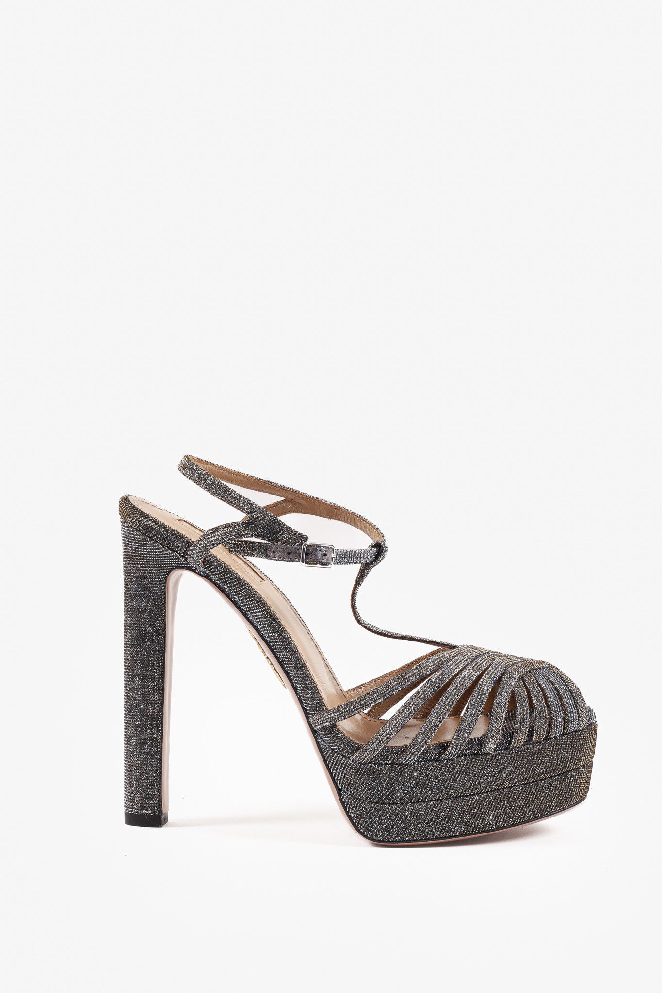 Aquazzura Metallic Platform Pumps Shoes in Metallic Silver, Women's (Size 8.5) Product Image