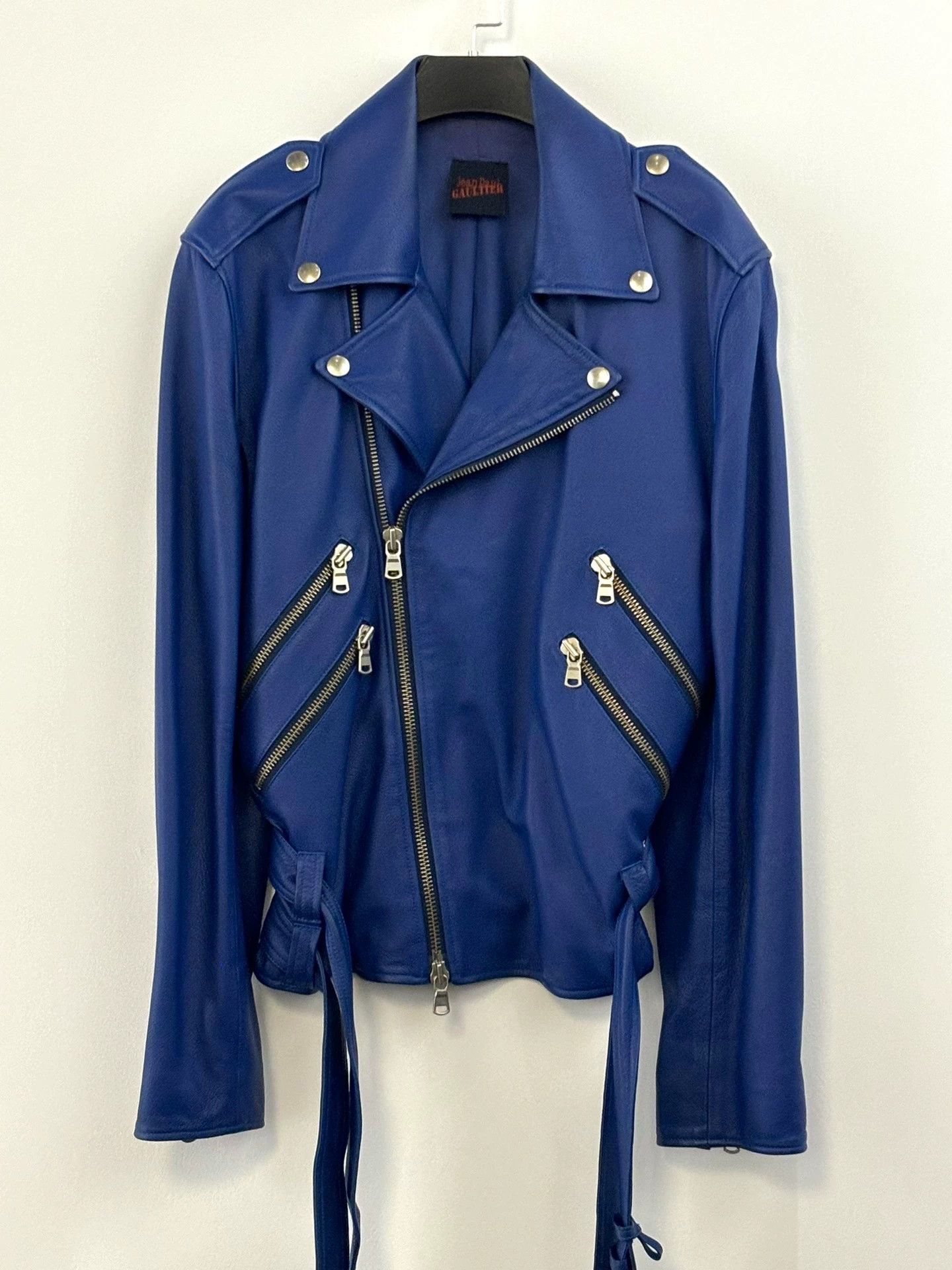 Jean Paul Gaultier Jean Paul Gaultier Klein Blue Leather Biker Jacket 48 Size US M / EU 48-50 / 2 - 3 Thumbnail