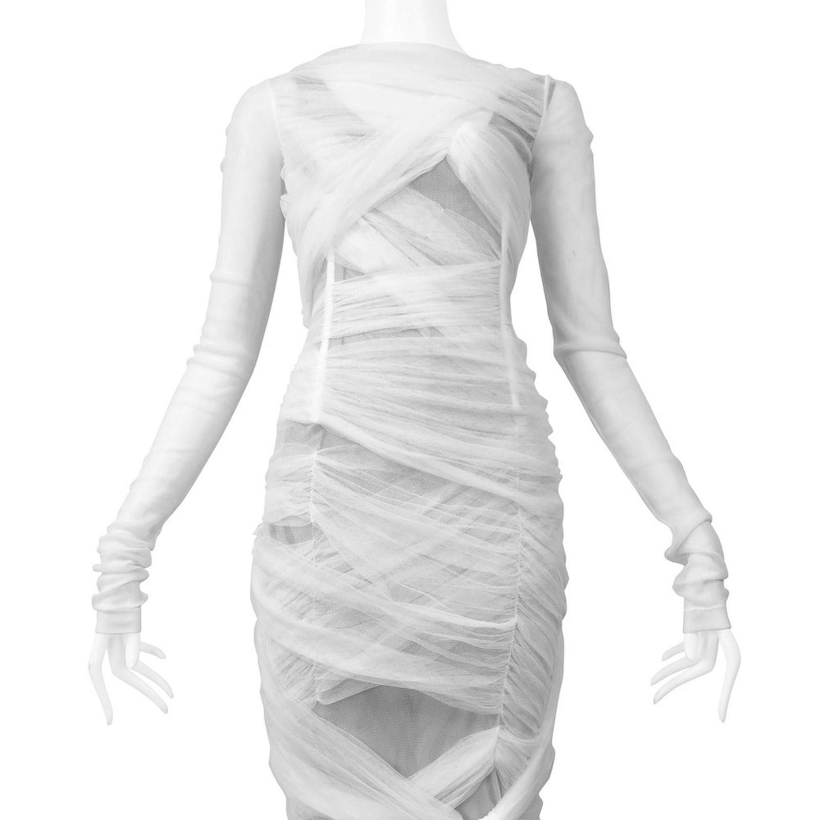 Dolce & Gabbana RARE Dolce & Gabbana Archival Mummy White Layered Mesh Dress Size XS / US 0-2 / IT 36-38 - 5 Thumbnail