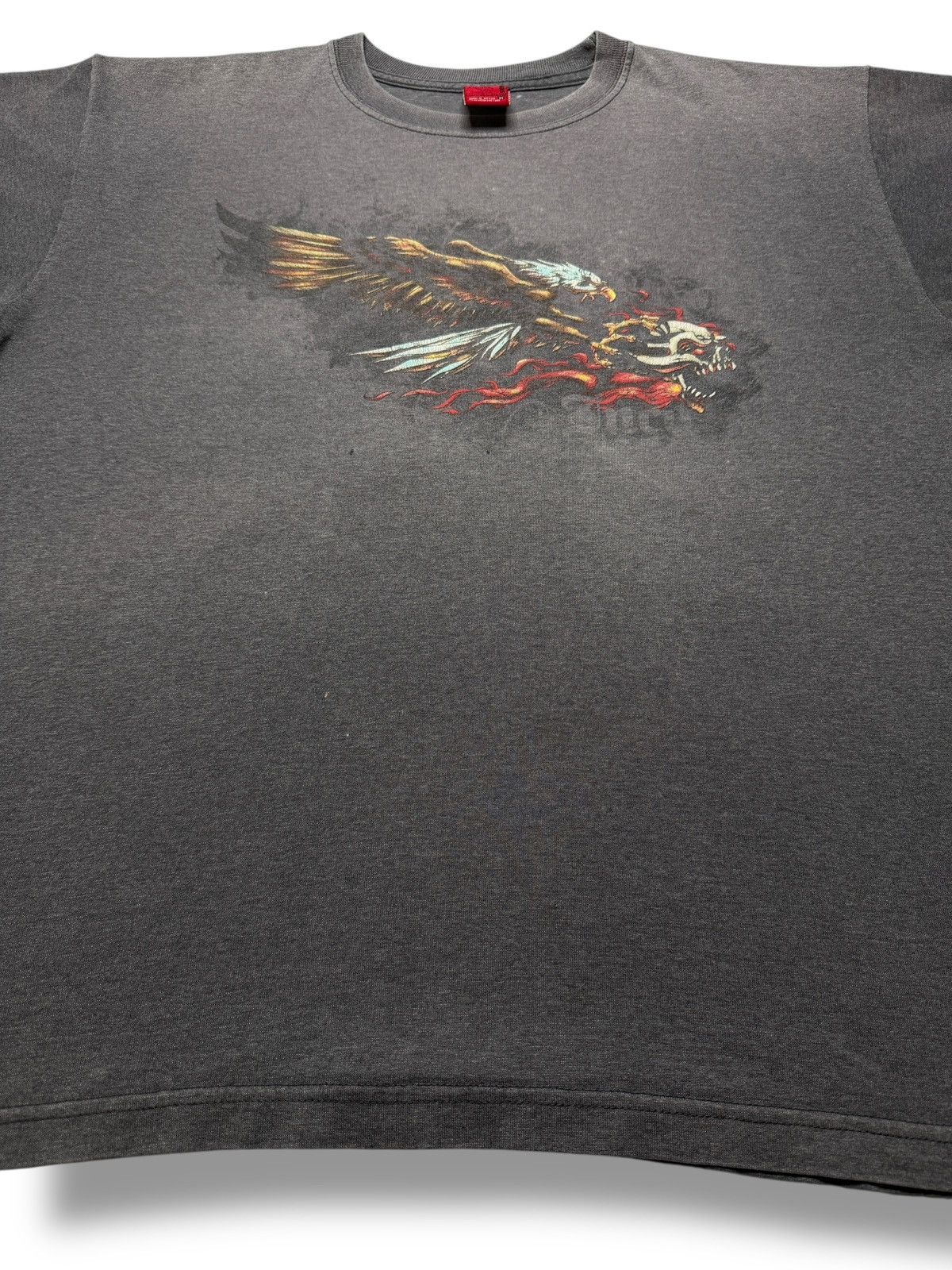 JNCO Vintage Y2K JNCO Jeans Flaming Eagle Skull Tee Shirt Size US XL / EU 56 / 4 - 5 Thumbnail