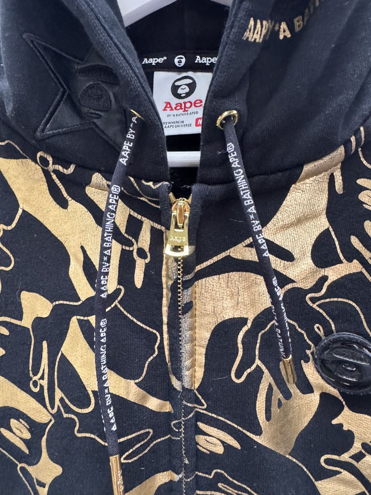 Men’s Casual AAPE Hoodie Black Gold