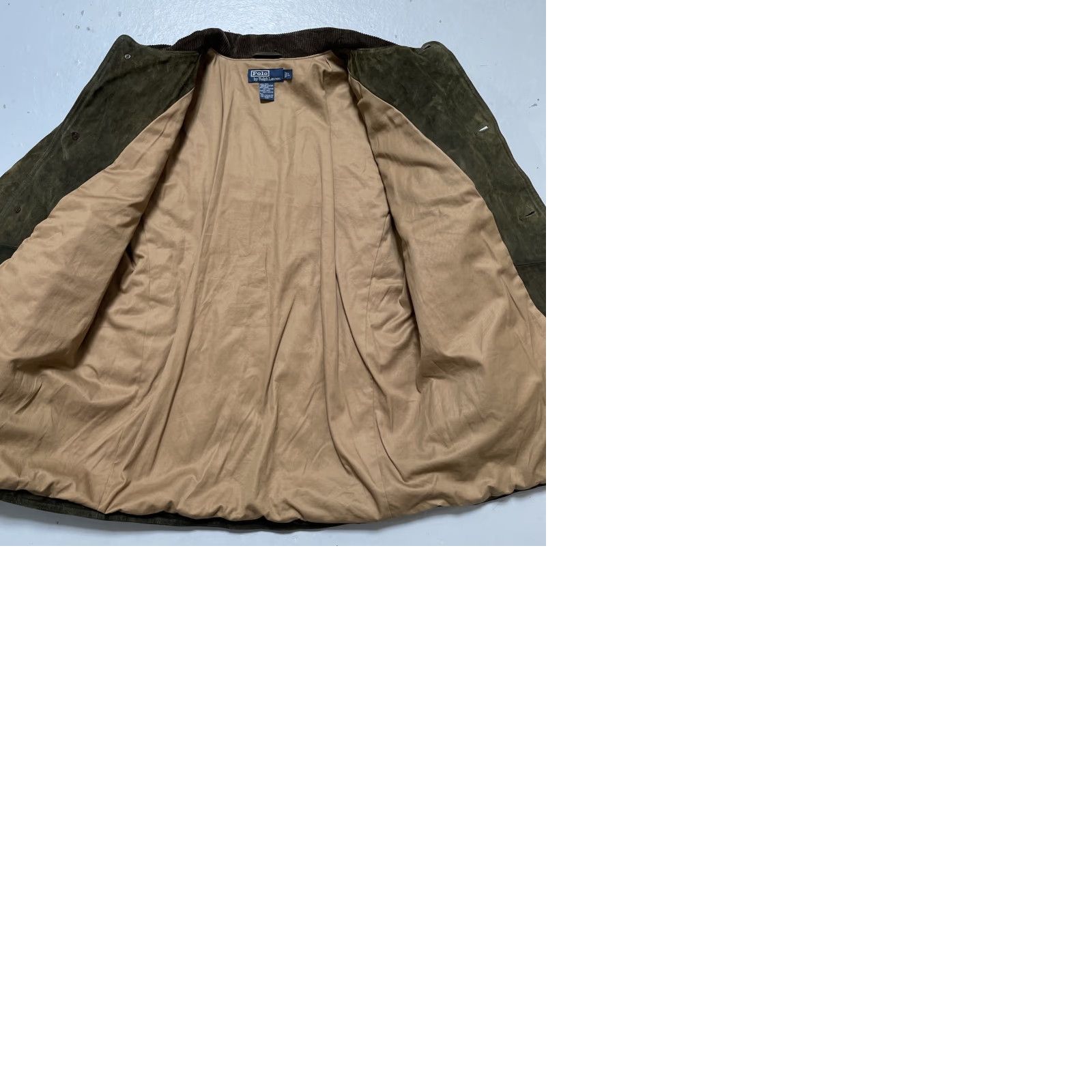 Polo Ralph Lauren VINTAGE Polo Ralph Lauren Quilted Suede Leather Outdoor Field Hunting Jacket L Mens Green 90s Americana Heritage Quilted Leather External Buttons Size US L / EU 52-54 / 3 - 9 Thumbnail
