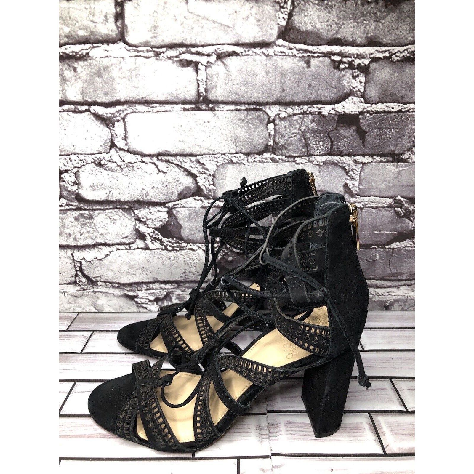 Vince Camuto Vince Camuto Mindie Black Leather Lace Up Strappy Heels Wome Size US 8 / IT 38 - 10 Thumbnail