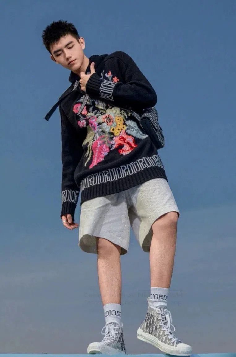 Dior Dior x Stussy Floral Wool Long Knit Sweater. Size US XXS / EU 40 - 1 Thumbnail