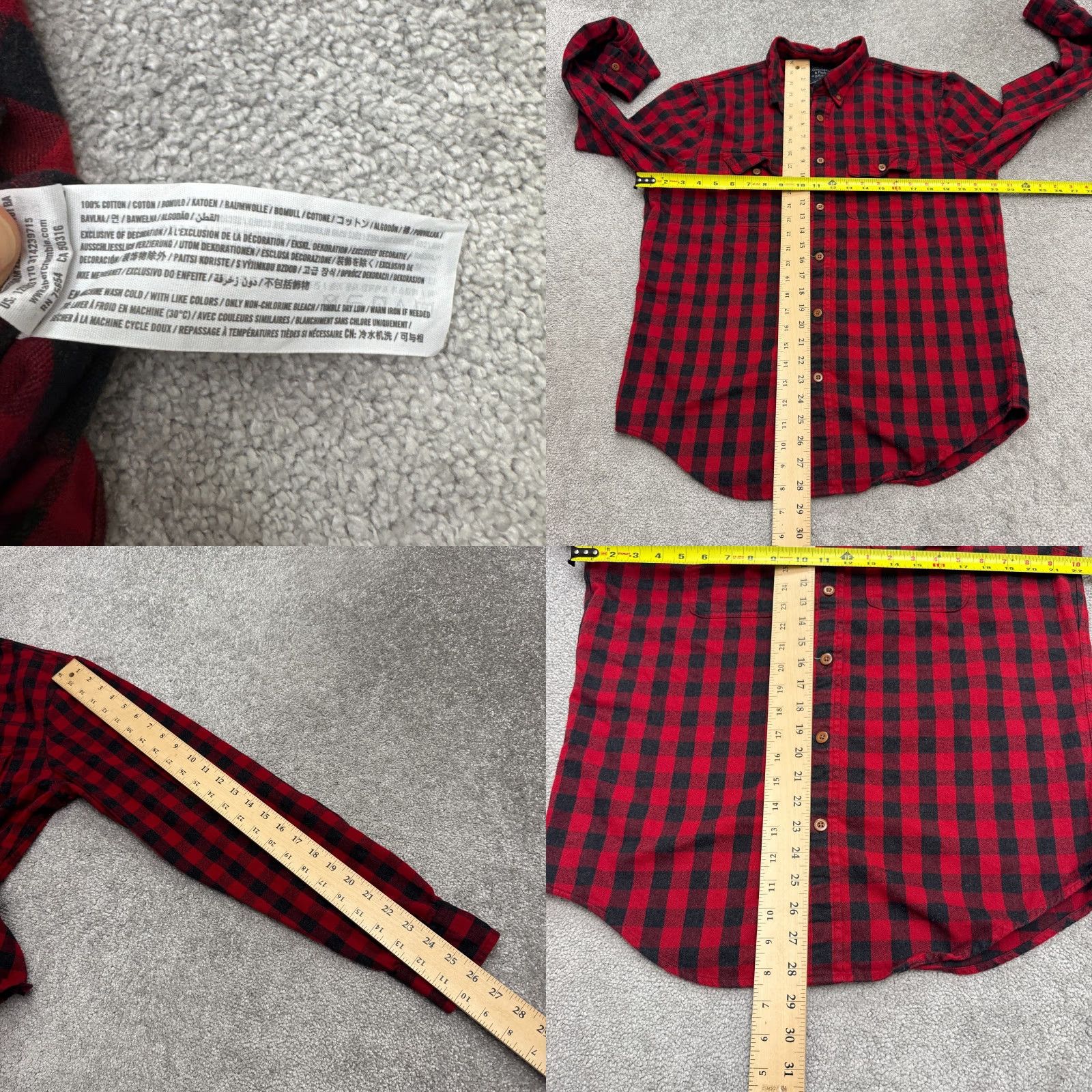 Abercrombie & Fitch Abercrombie & Fitch Buffalo Flannel Shirt Men Red Black Plaid Cotton Long Sleeve L Size Button-Up Shirt Size US L / EU 52-54 / 3 - 8 Thumbnail