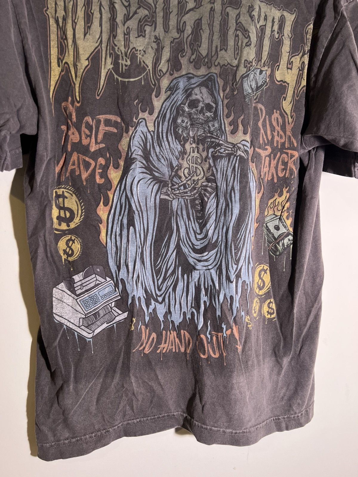 Vintage Money Hustle Grim Reaper Goth Streetwear Retro Indie T Shirt Size US M / EU 48-50 / 2 - 3 Thumbnail