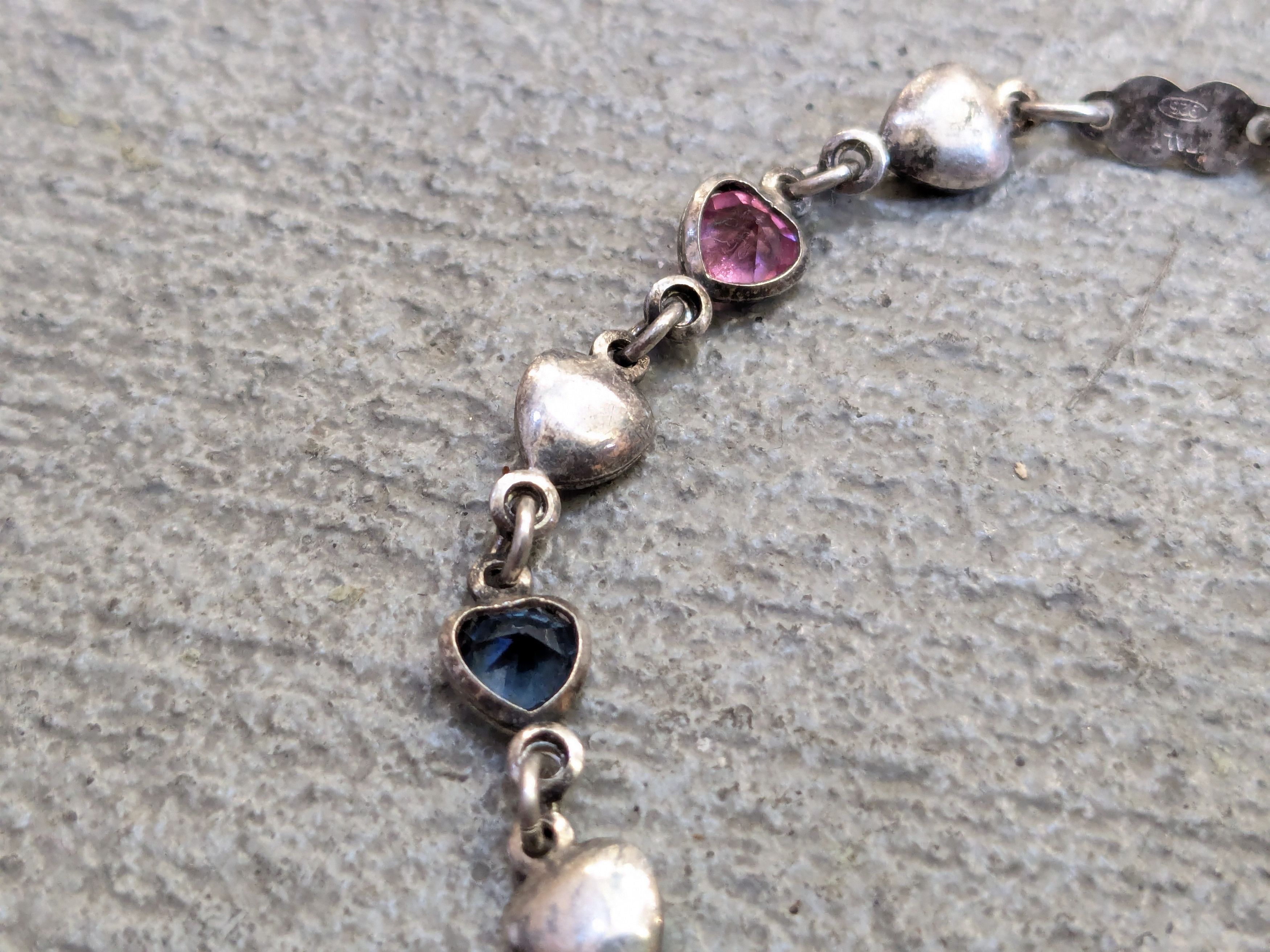 Jewelry Vintage Sterling Silver Bracelet Heart Rainbow Y2K Cute Size ONE SIZE - 8 Thumbnail