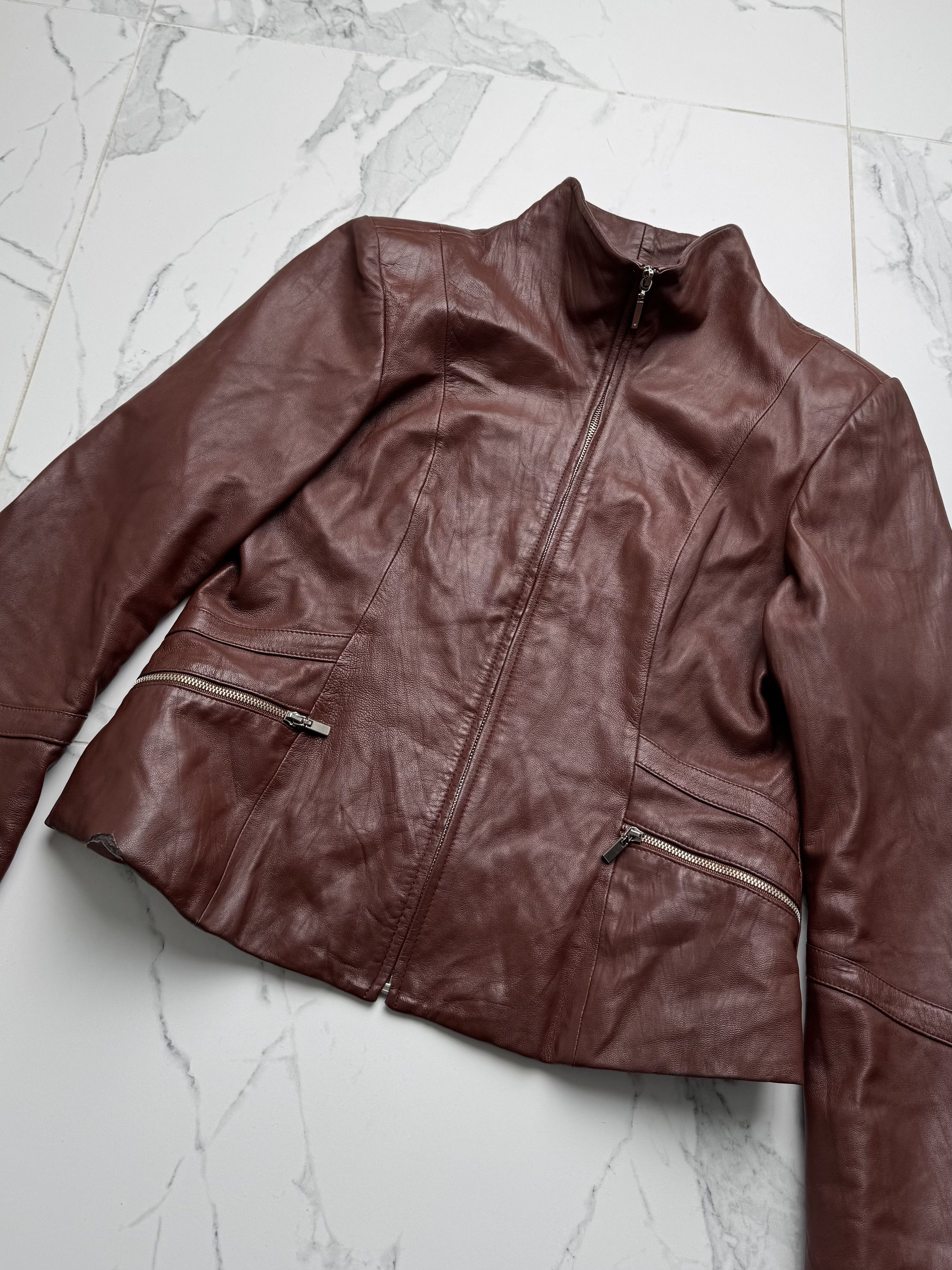 Japanese Brand Vintage Women's Brown Leather Jacket Zip Up Fitted Classic Size M / US 6-8 / IT 42-44 - 5 Thumbnail
