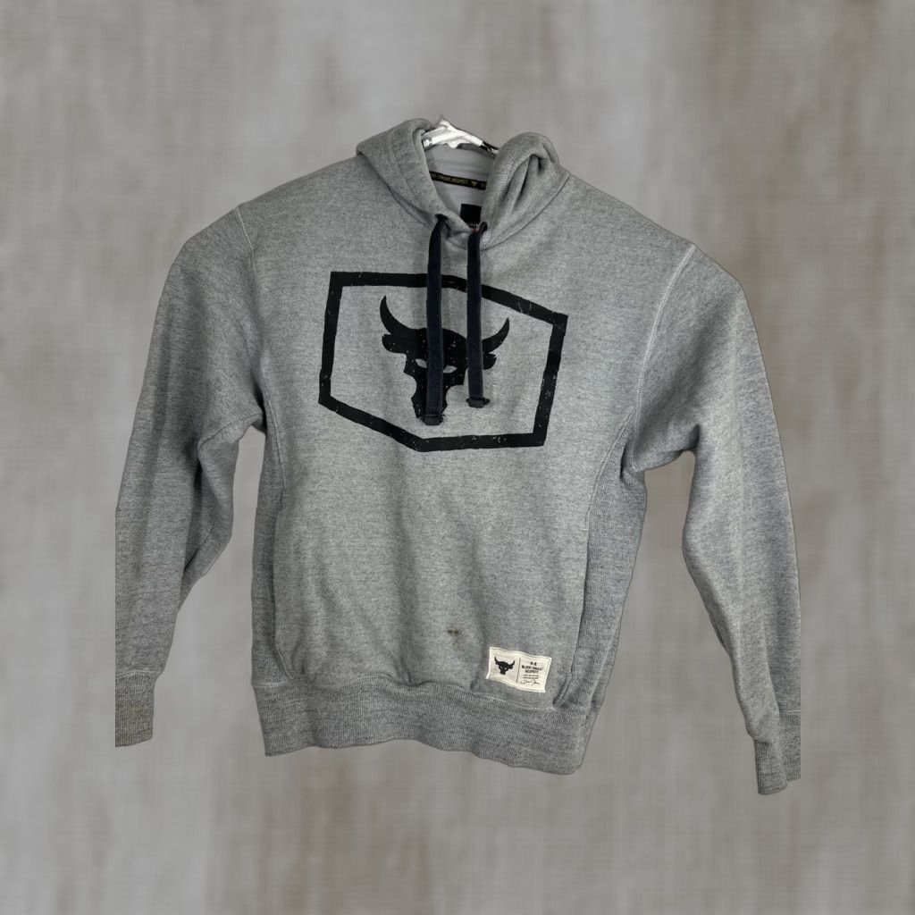 Under Armour VINTAGE Project Rock x Under Armour UA Brahma Bull Warm Up Hoodie Men’s Sz Small Gray Size US S / EU 44-46 / 1 - 1 Thumbnail