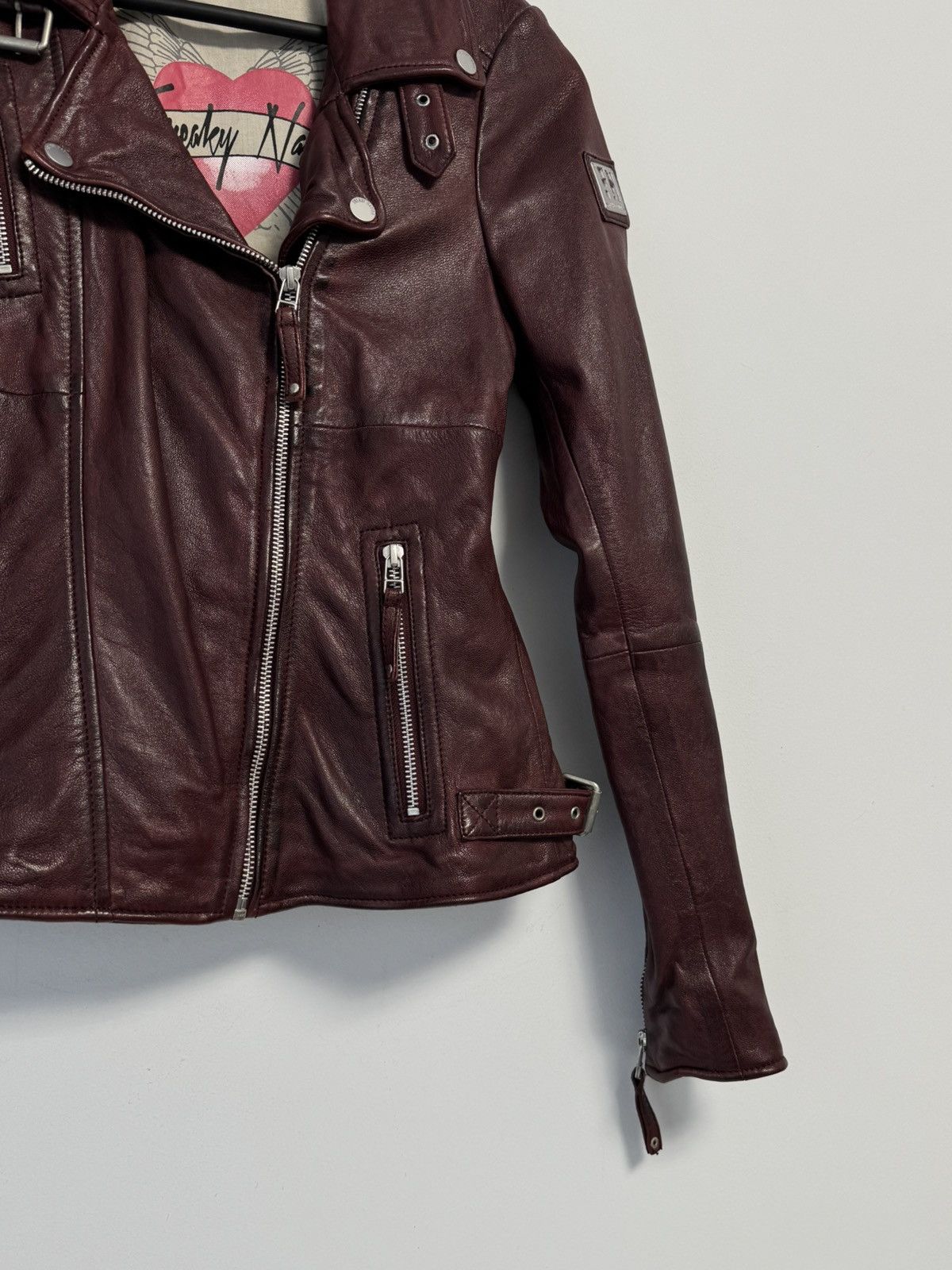 Japanese Brand × Vintage Freaky Nation Leather Biker Jacket Red Leather Women’s Size XS / US 0-2 / IT 36-38 - 3 Thumbnail