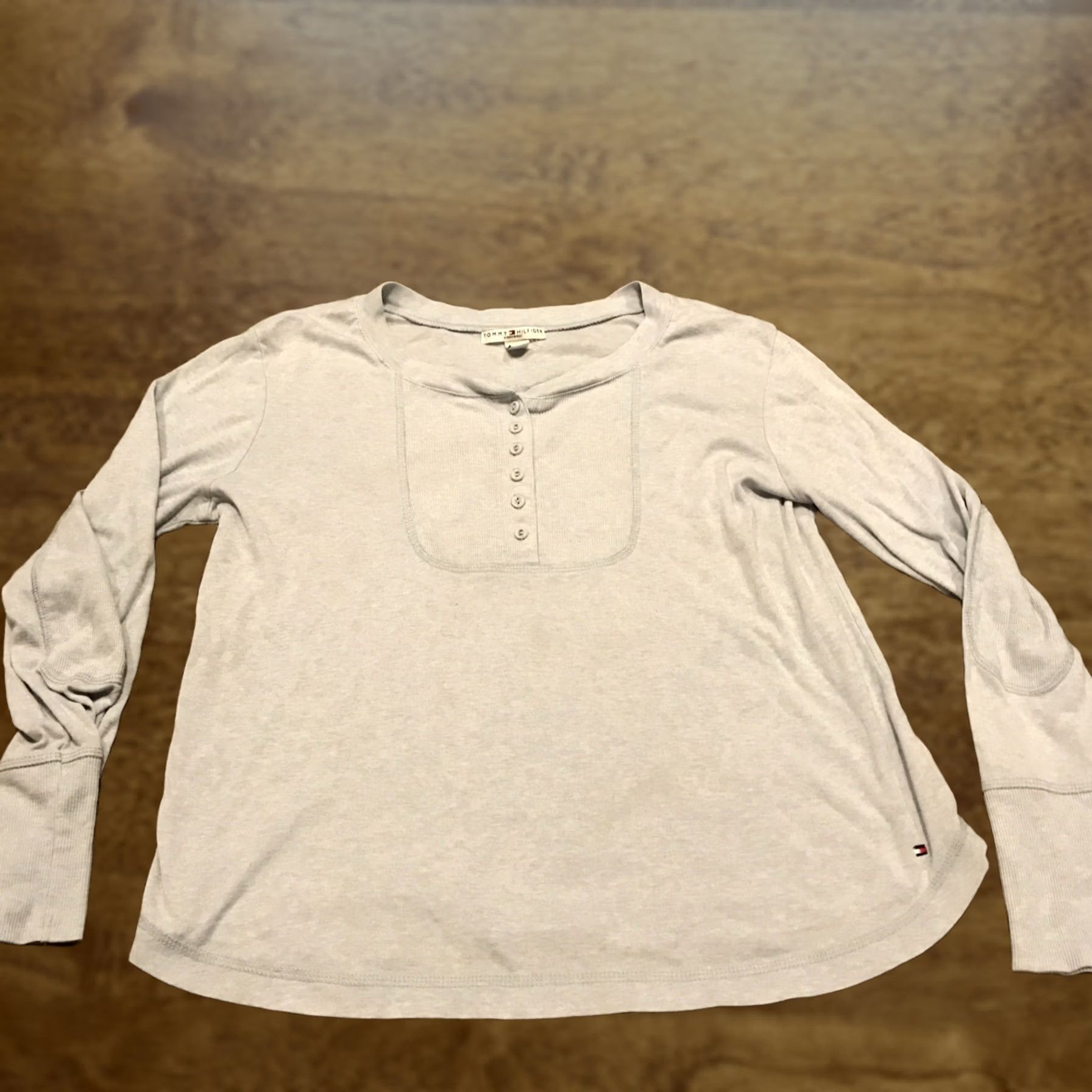 Tommy Hilfiger Tommy Hilfiger Womens L Light Blue Cotton Blend Sleepwear Sweater Knit Logo Sleepshirt Size L / US 10 / IT 46 - 1 Thumbnail