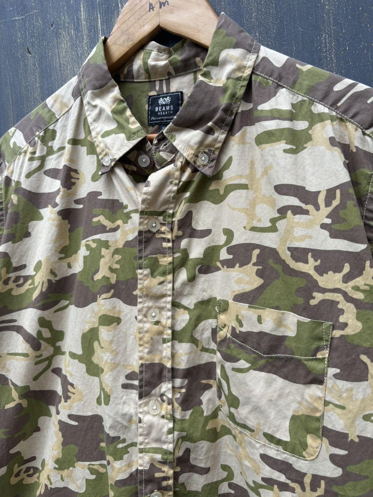 Beams Japan × Japanese Brand RARE! Japanese Brand Beams Camo Buttons Up Size US L / EU 52-54 / 3 - 6 Thumbnail