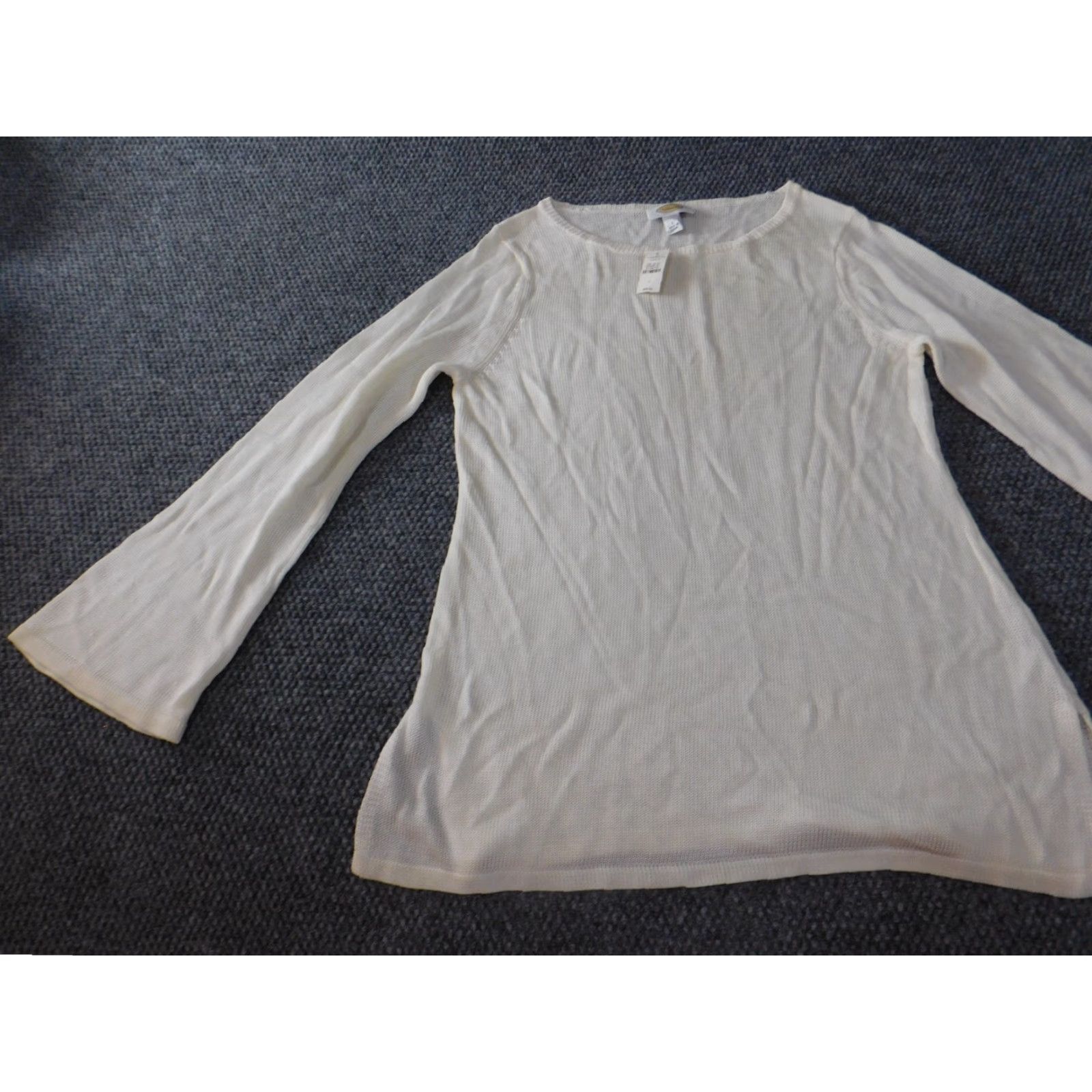 Talbots Talbots Womens Sweater Pullover Round Neck Long Sleeve Beige Lyocell Knit Stretch Regular Size L Modern Casual Knitwear Size L / US 10 / IT 46 - 3 Thumbnail