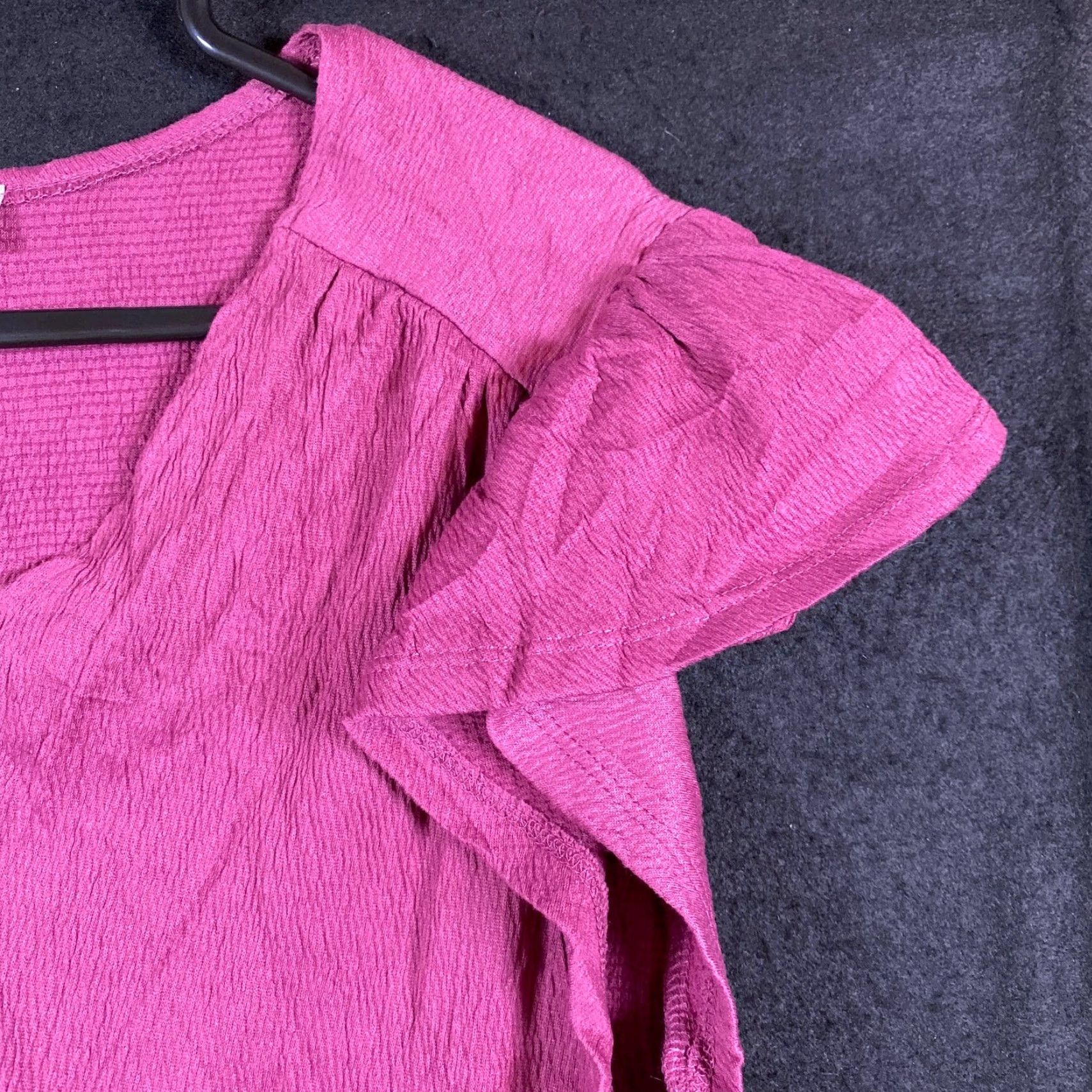 Loft LOFT Blouse V-Neck Wrap Front Tie Short Sleeve Stretch S Womens Pink Fuchsia Casual Workwear Size S / US 4 / IT 40 - 5 Thumbnail