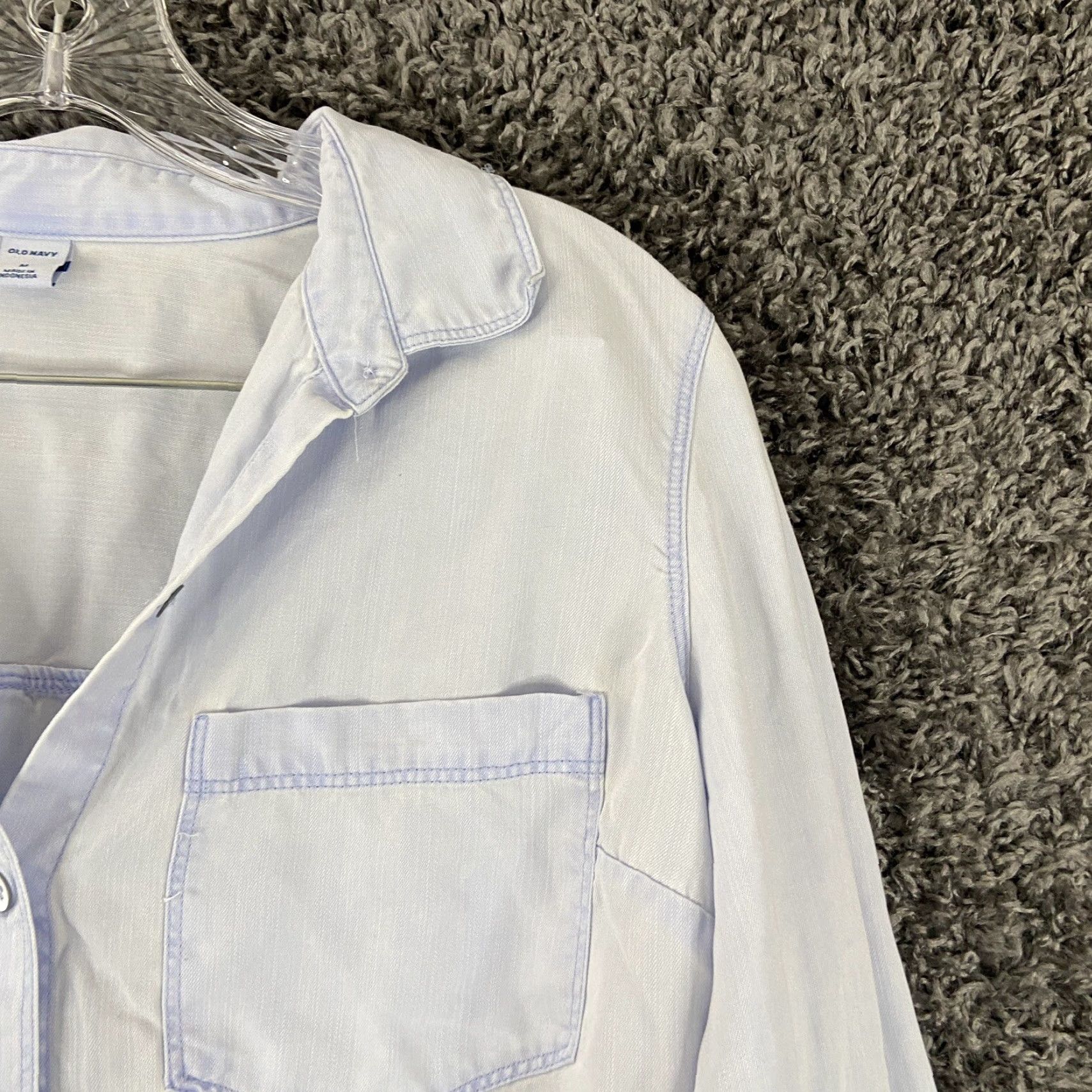 Old Navy OLD NAVY Blouse Shirt Women M Blue Long Sleeve Button Up Blue Women M LLC Size M / US 6-8 / IT 42-44 - 4 Thumbnail