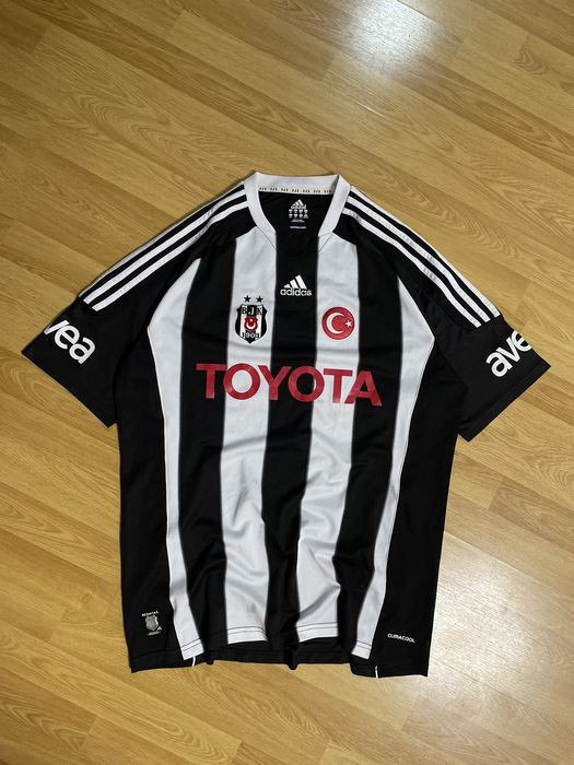 BESIKTAS 2011/12 AWAY (XL,L) BLACK/WHITE ADIDAS TURKEY SHORT SLEEVE SOCCER  SHIRT