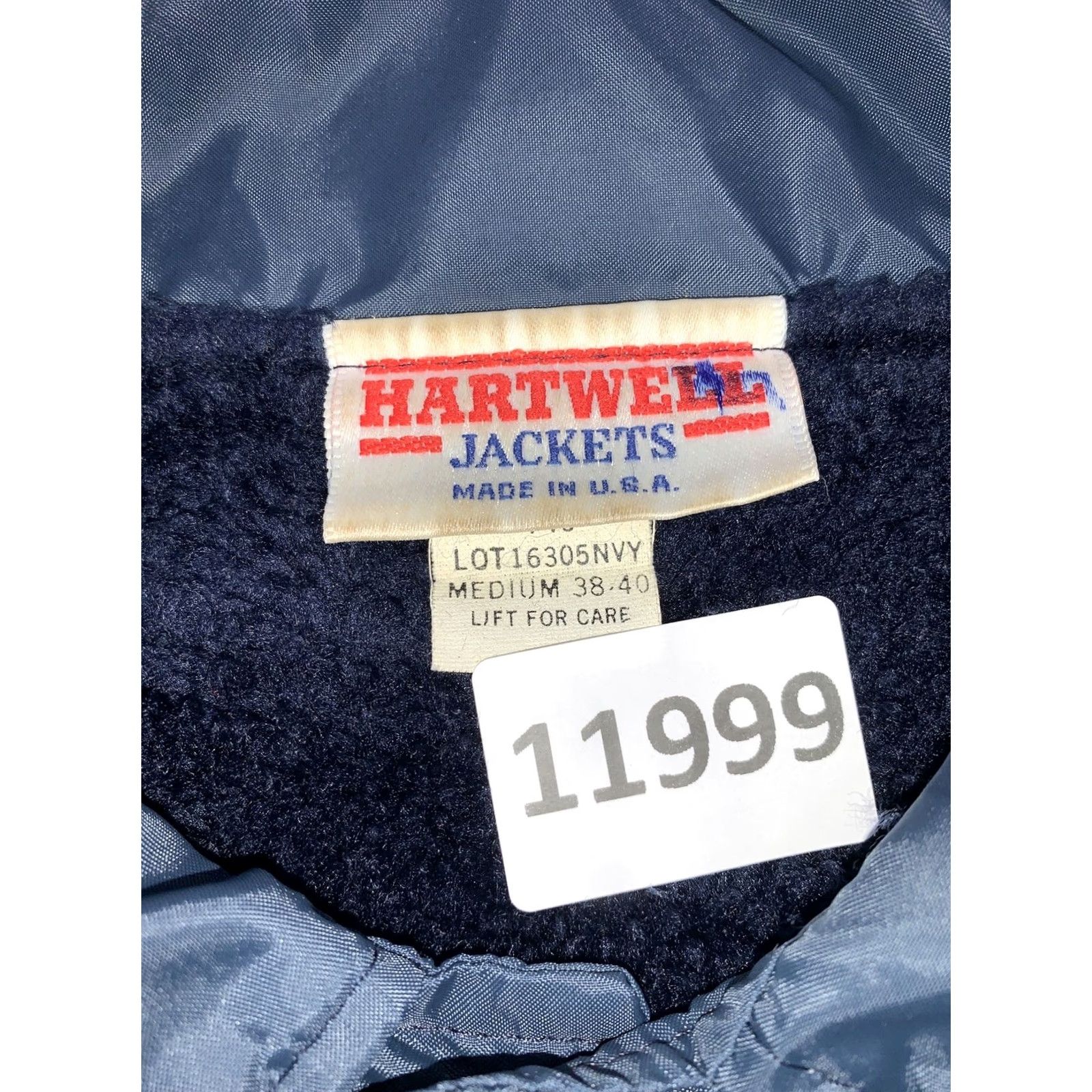 Vintage Hartwell Mens Navy Blue Fleece Lined Nylon Jacket Medium USA Made Size US M / EU 48-50 / 2 - 4 Thumbnail